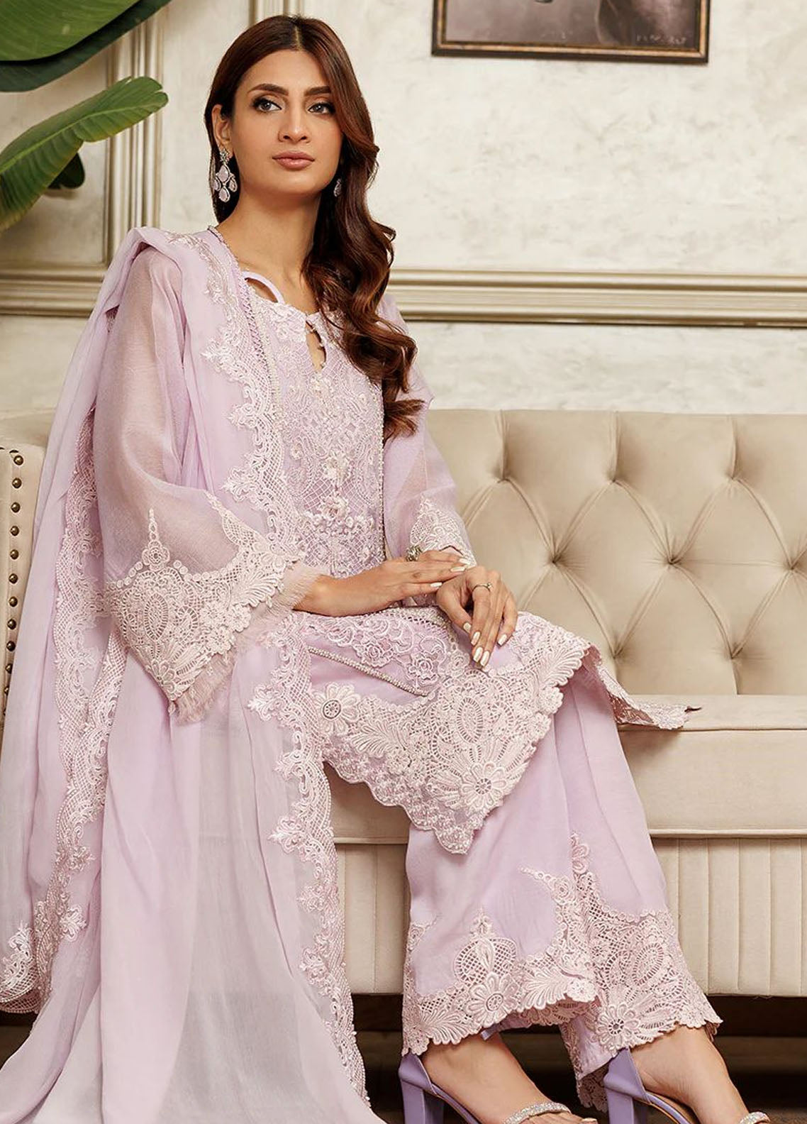 Threads And Motifs Pret Embroidered Net 3 Piece Suit 8866