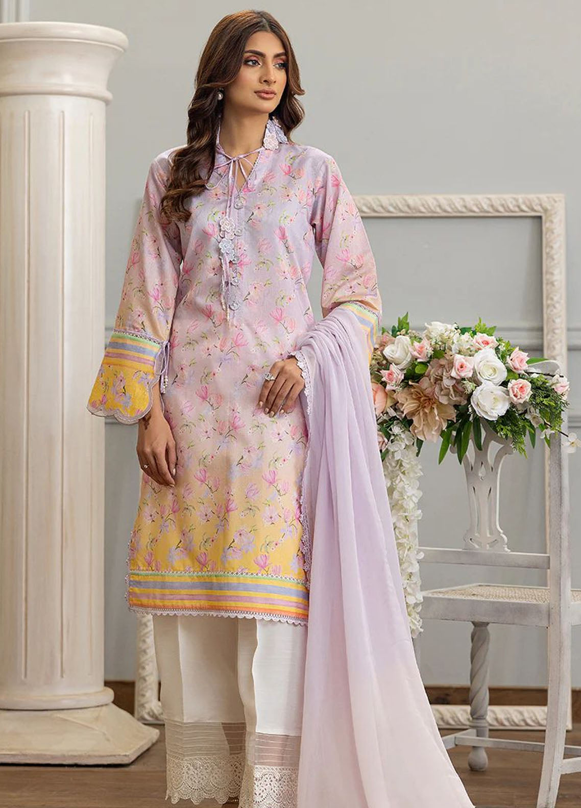 Threads And Motifs Pret Embroidered Net 3 Piece Suit 8887