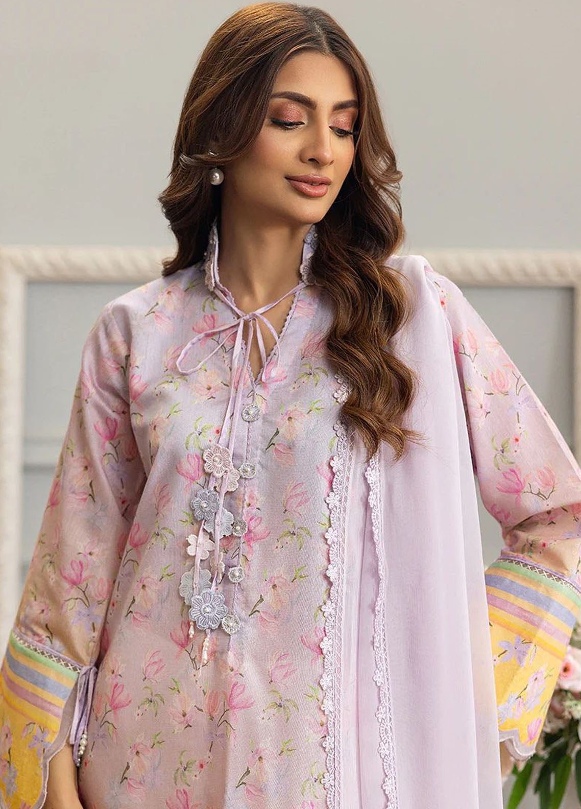 Threads And Motifs Pret Embroidered Net 3 Piece Suit 8887