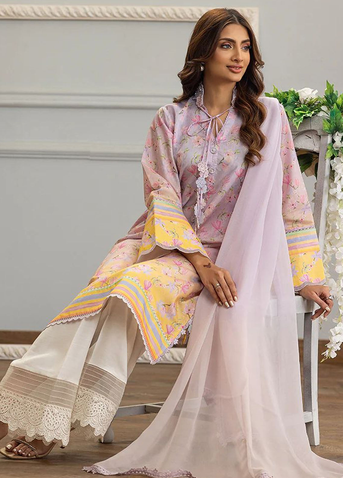 Threads And Motifs Pret Embroidered Net 3 Piece Suit 8887