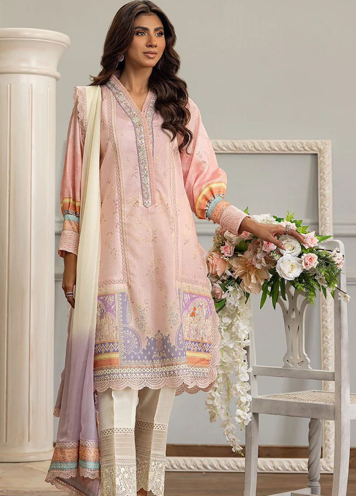 Threads And Motifs Pret Embroidered Net 3 Piece Suit 8923