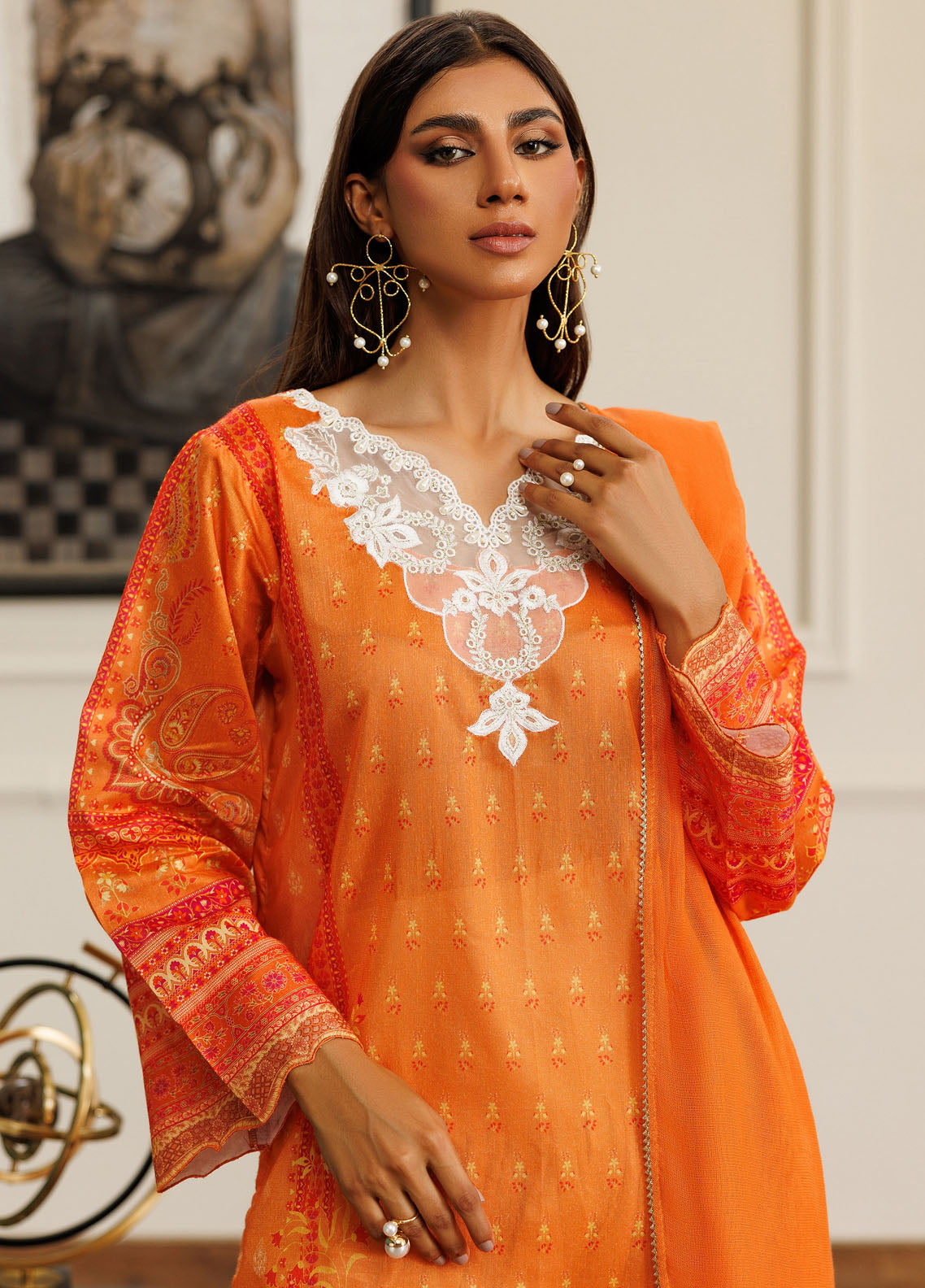 Threads And Motifs Pret Embroidered Net 3 Piece Suit 8936