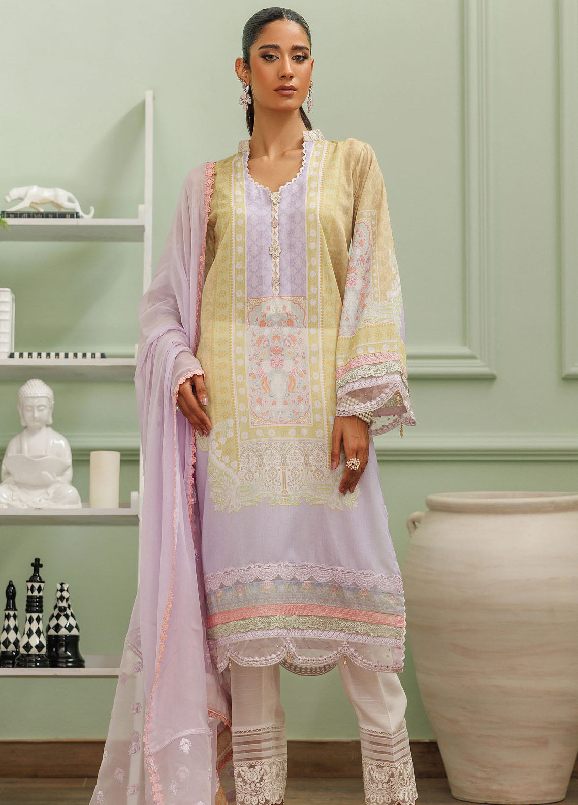 Threads And Motifs Pret Embroidered Net 3 Piece Suit 8953