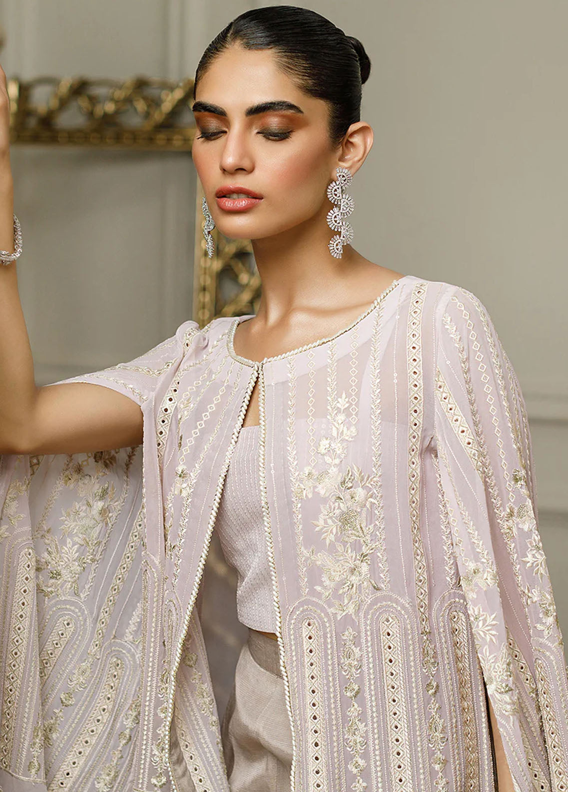 Threads & Motifs Pret Embroidered Chiffon Jacket Dress 8274.1