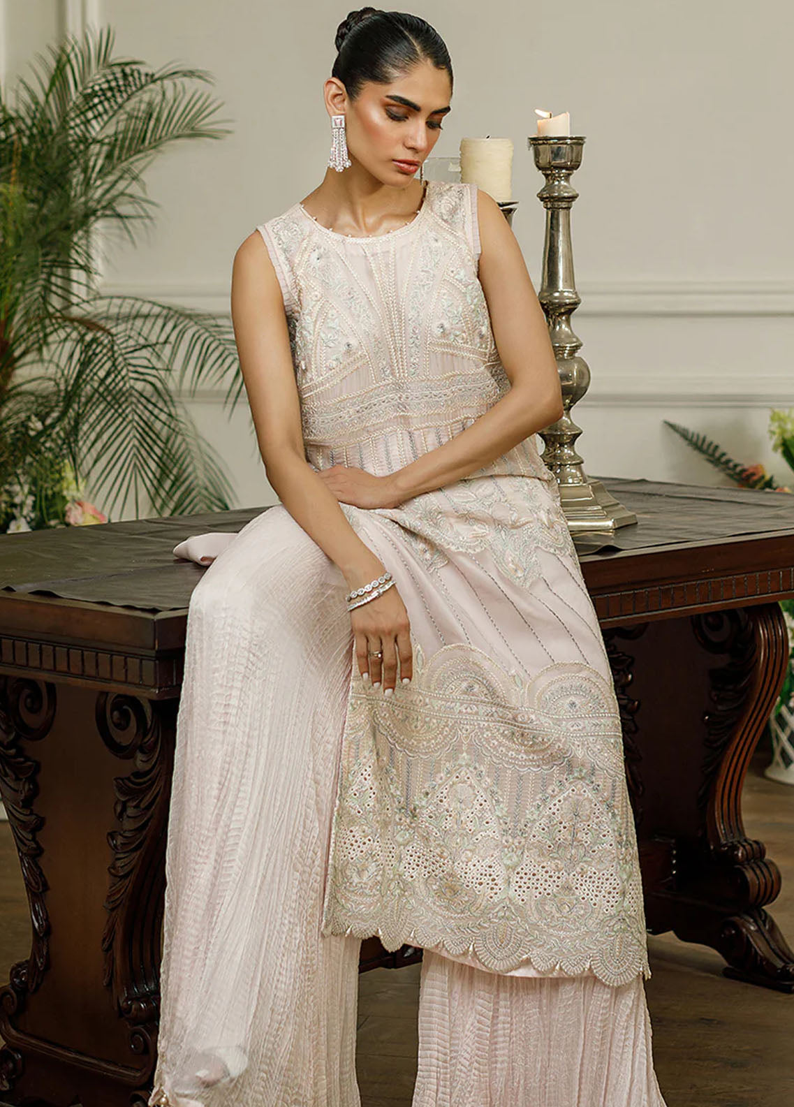 Threads & Motifs Pret Embroidered Organza Gharara Dress 8318.1