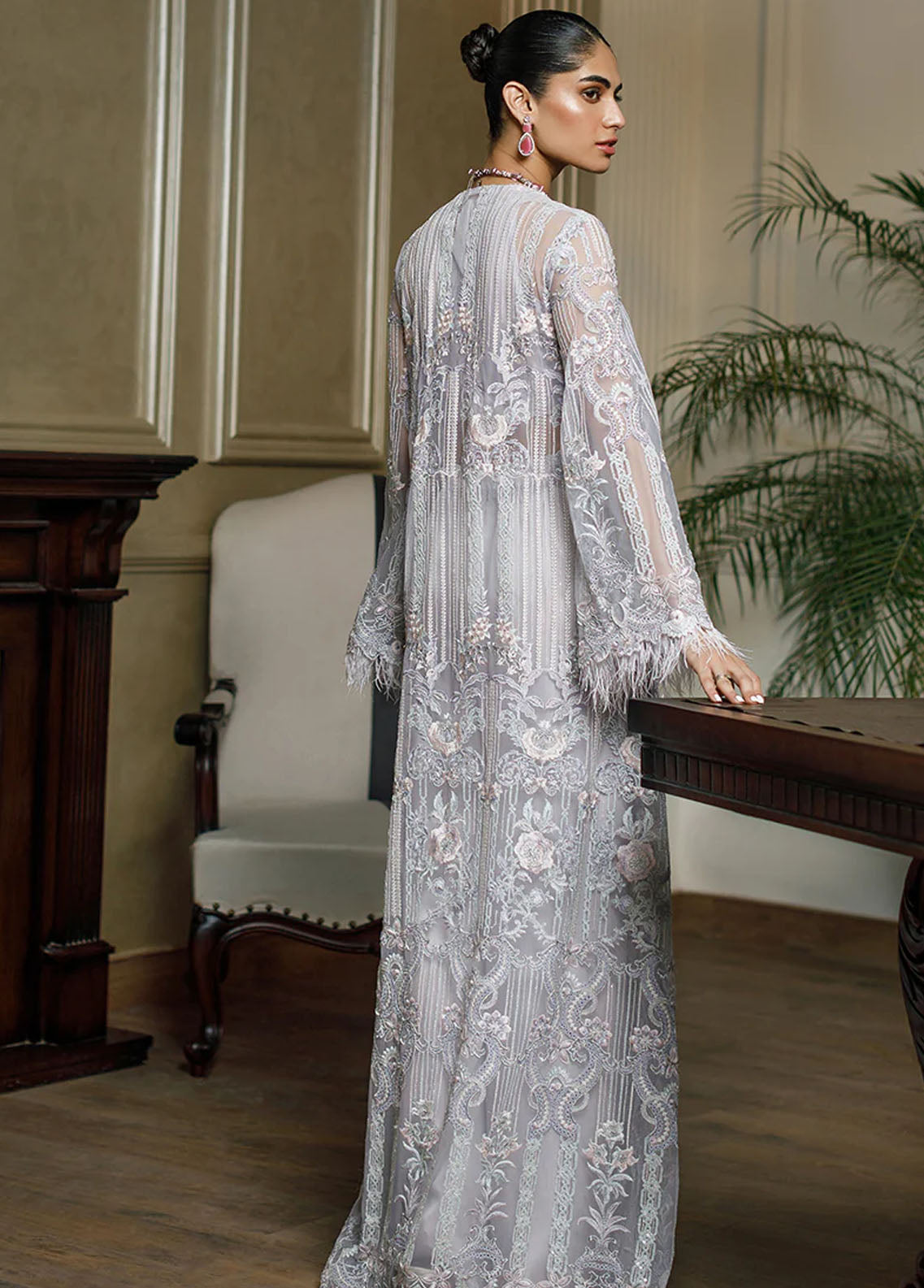 Threads & Motifs Pret Embroidered Net Jacket Dress 8369