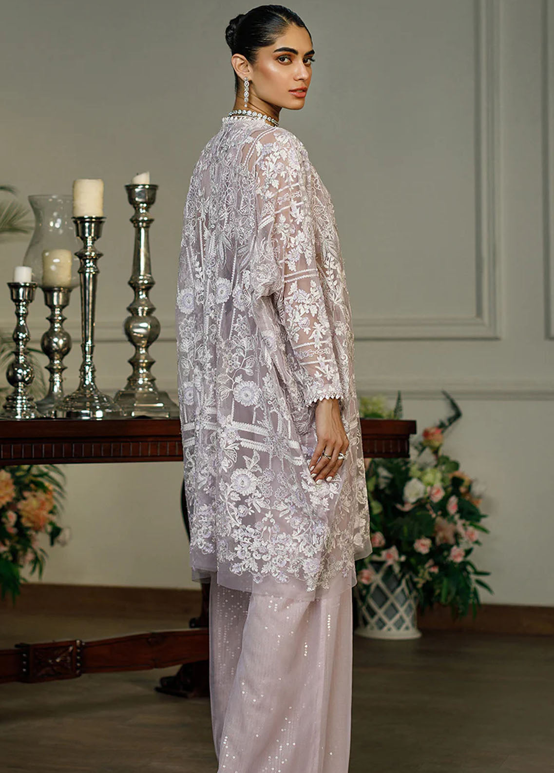 Threads & Motifs Pret Embroidered Net Jacket Dress 8382