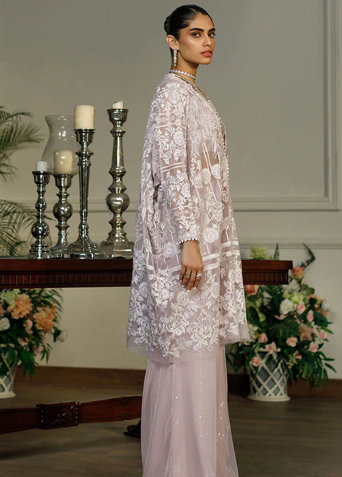 Threads & Motifs Pret Embroidered Net Jacket Dress 8382