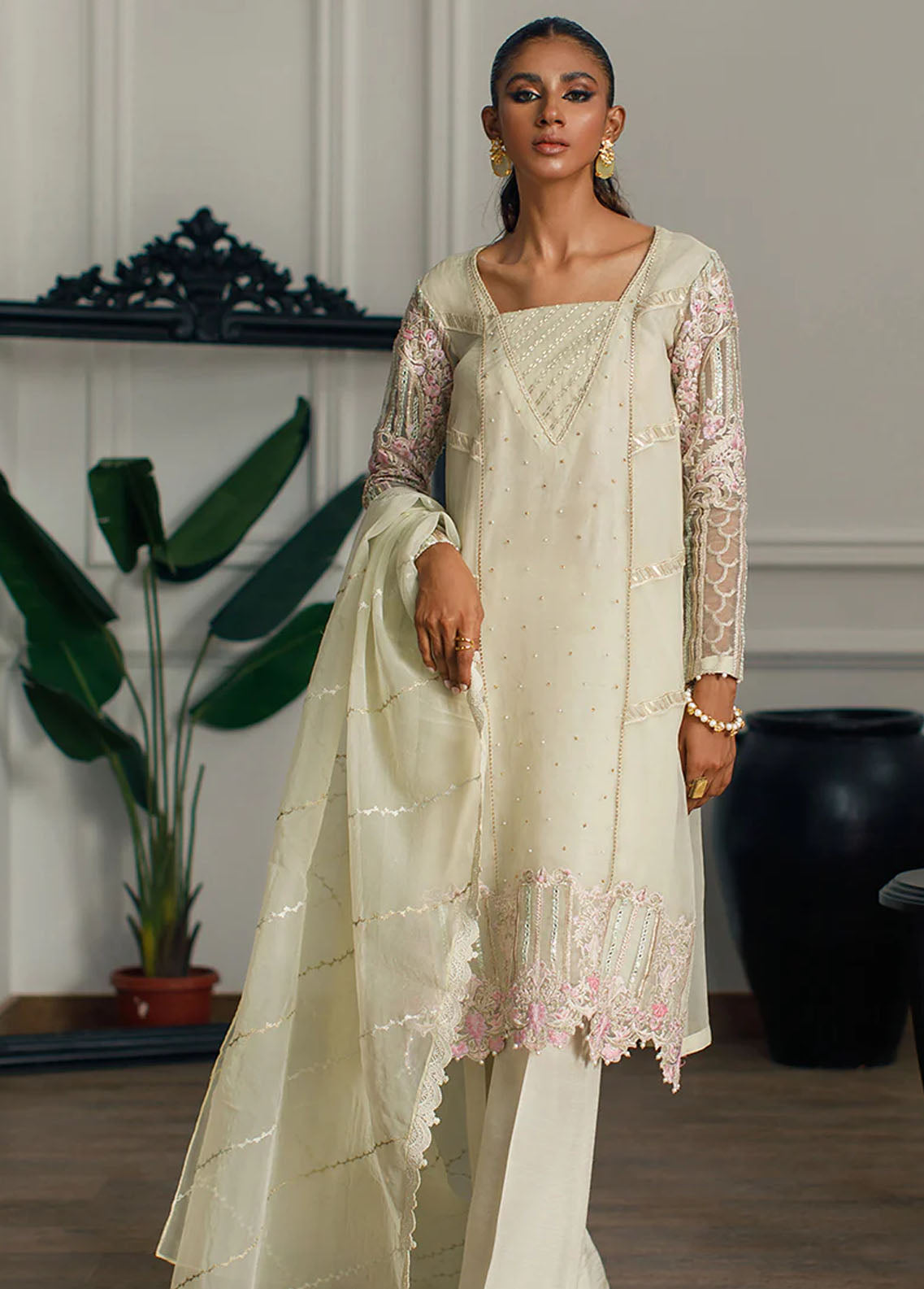 Threads & Motifs Pret Embroidered Organza Kurti 7993