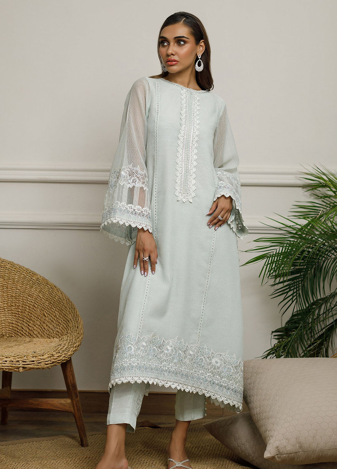 Threads & Motifs Pret Embroidered Khaadi Net Shirt 8176