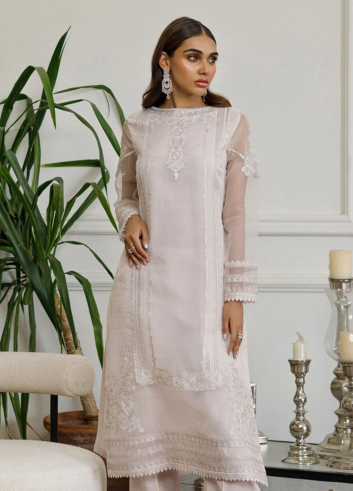 Threads & Motifs Pret Embroidered Khaadi Net Shirt 8306