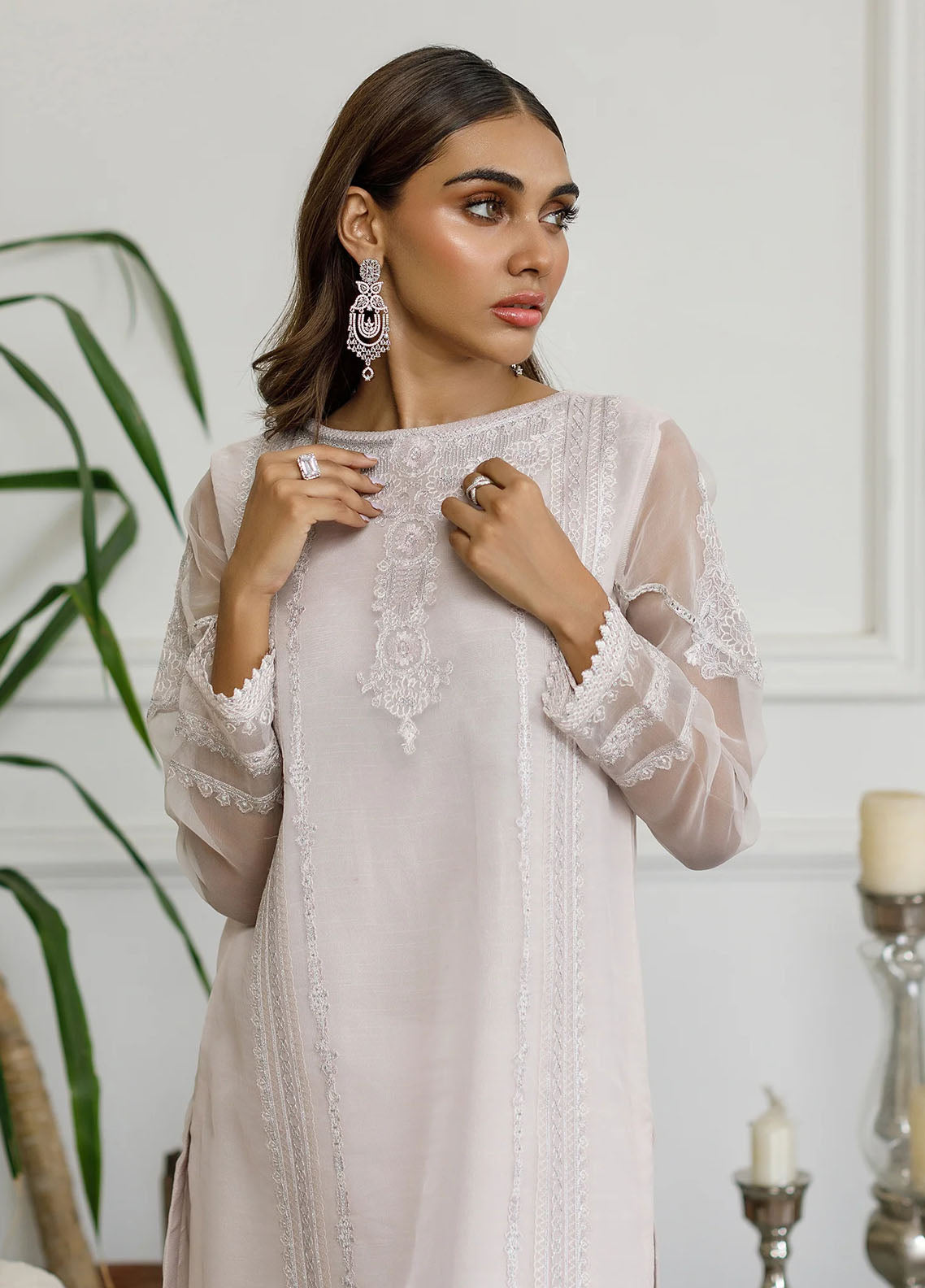 Threads & Motifs Pret Embroidered Khaadi Net Shirt 8306