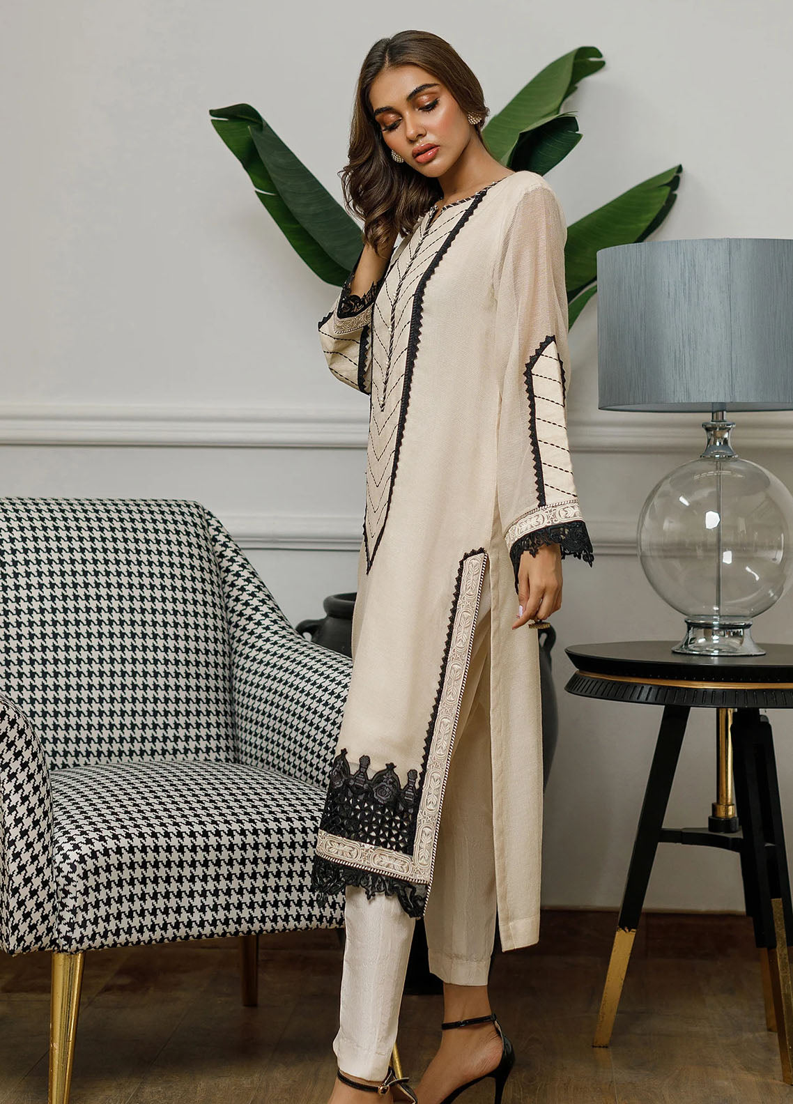 Threads & Motifs Pret Embroidered Khaadi Net Shirt 8384