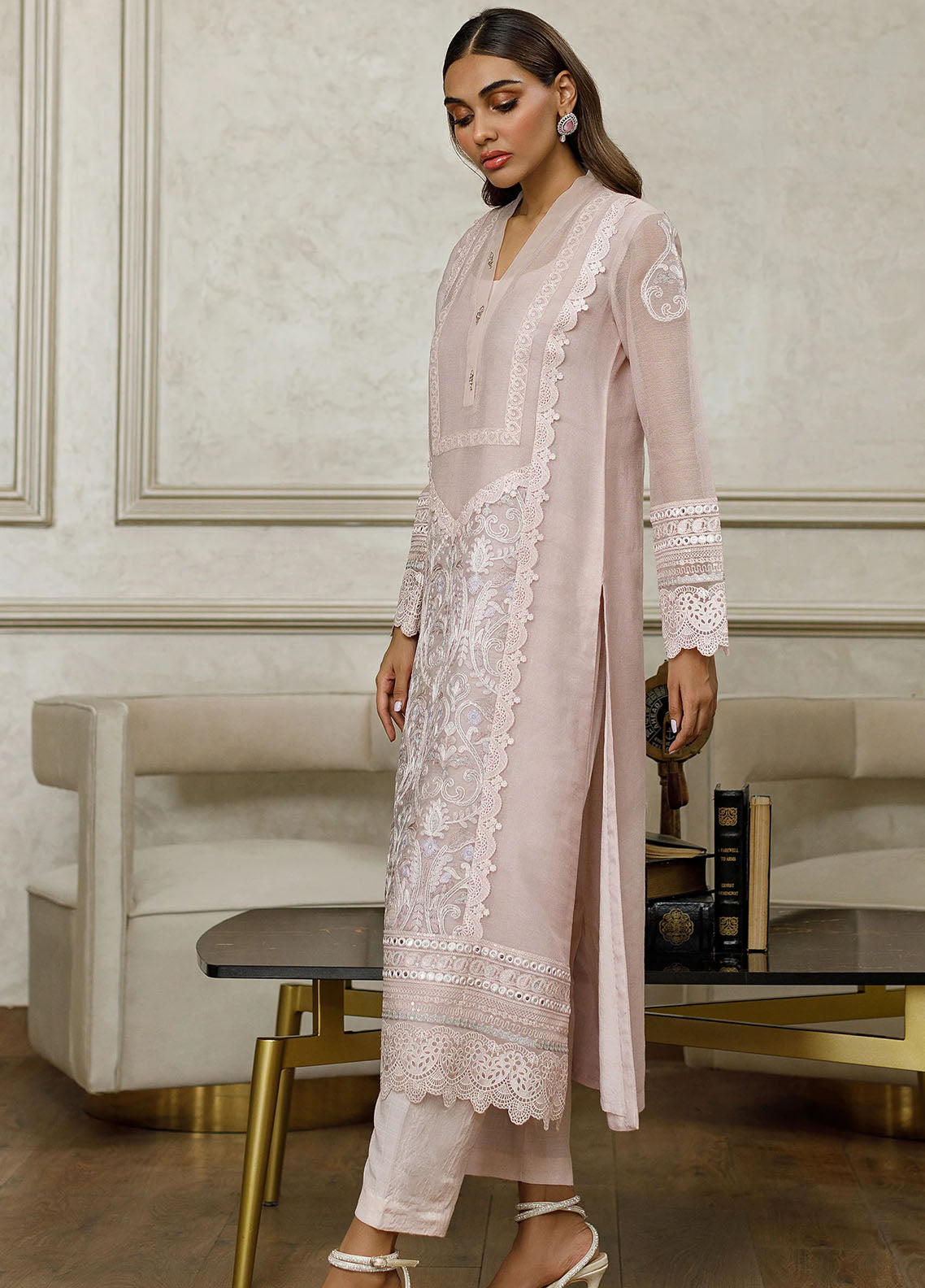 Threads & Motifs Pret Embroidered Khaadi Net Shirt 8411