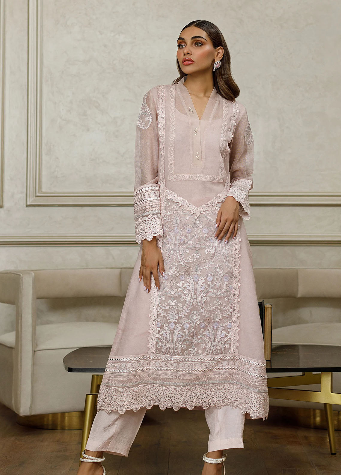 Threads & Motifs Pret Embroidered Khaadi Net Shirt 8411