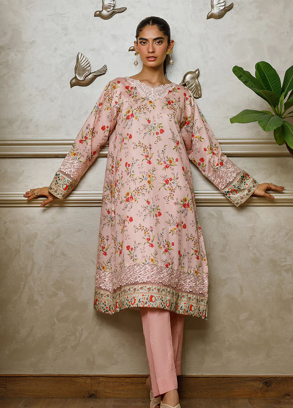 Threads & Motifs Pret Embroidered Khaadi Net Shirt 8486