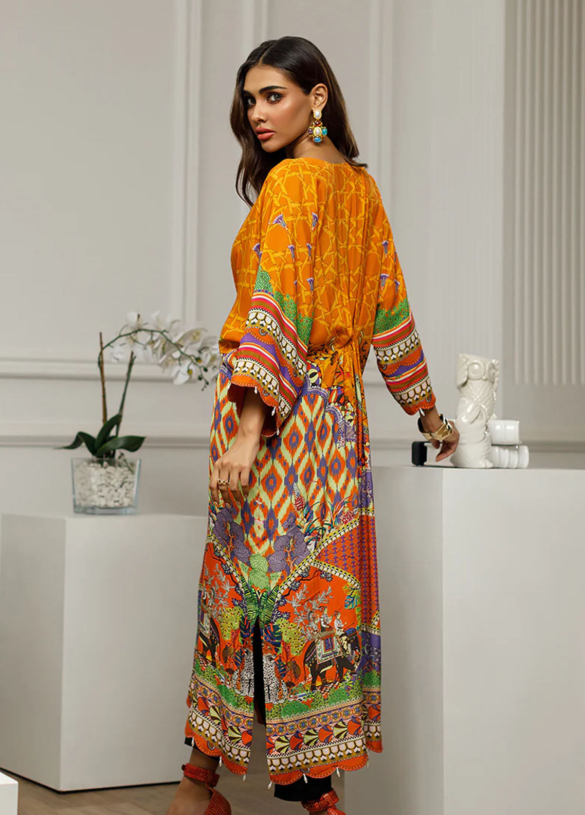 Threads & Motifs Pret Embroidered Silk Shirt 8488