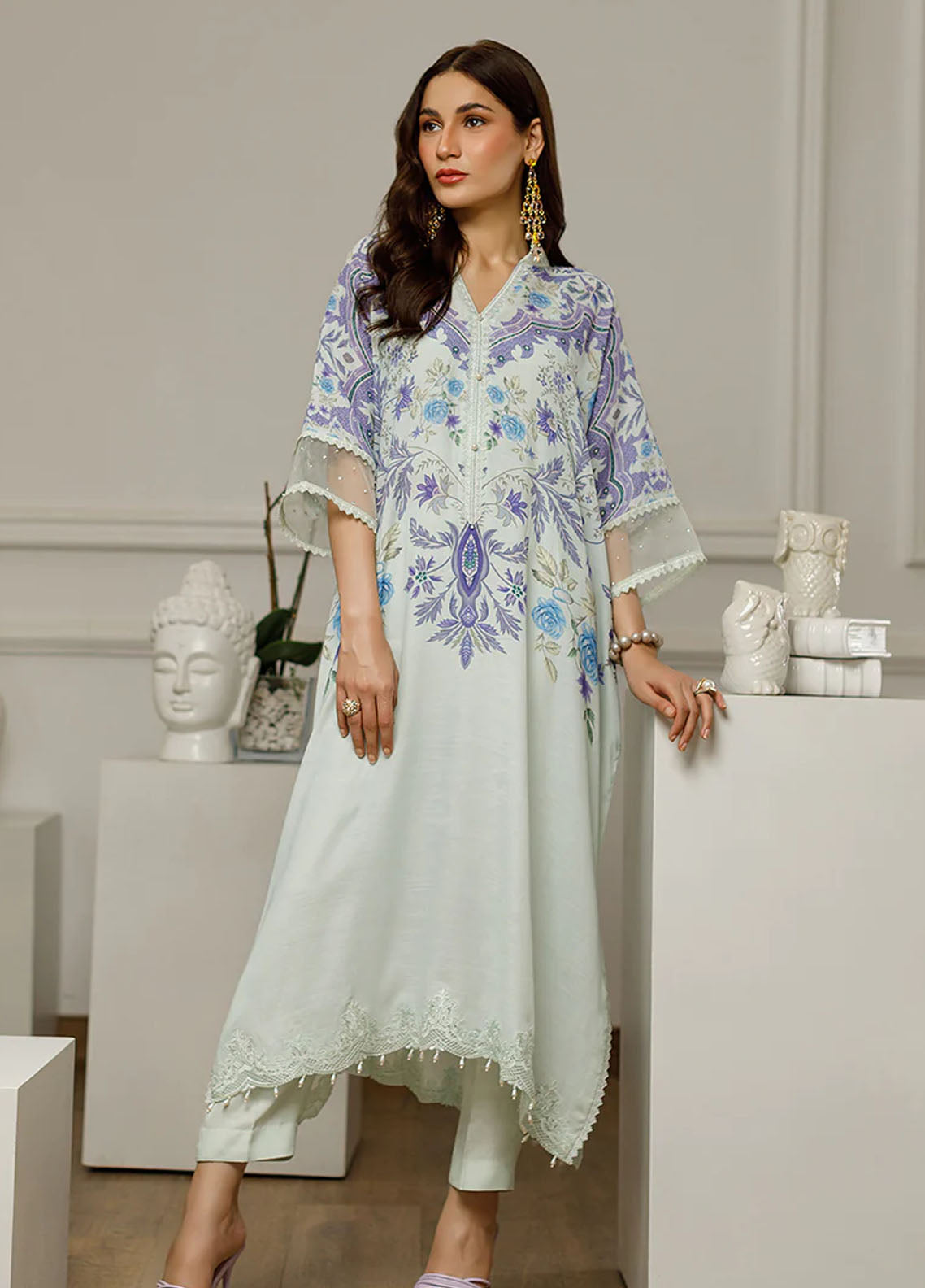 Threads & Motifs Pret Embroidered Silk Shirt 8489