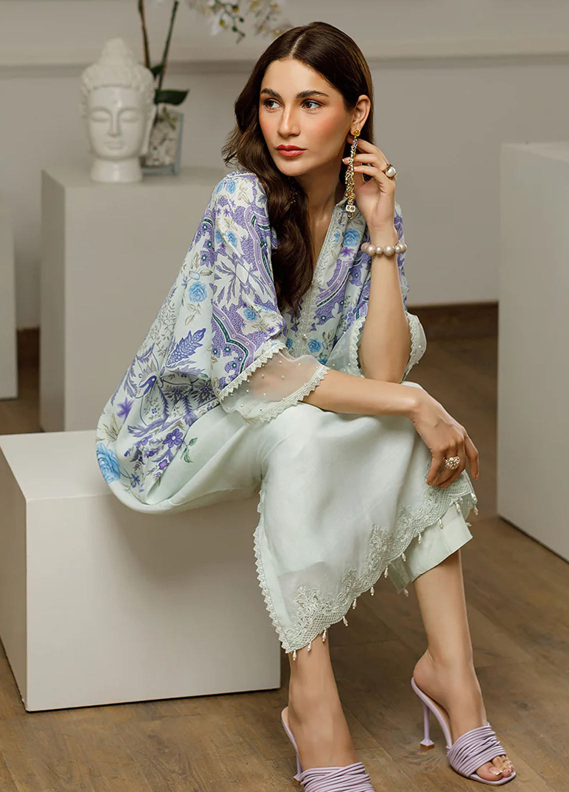 Threads & Motifs Pret Embroidered Silk Shirt 8489