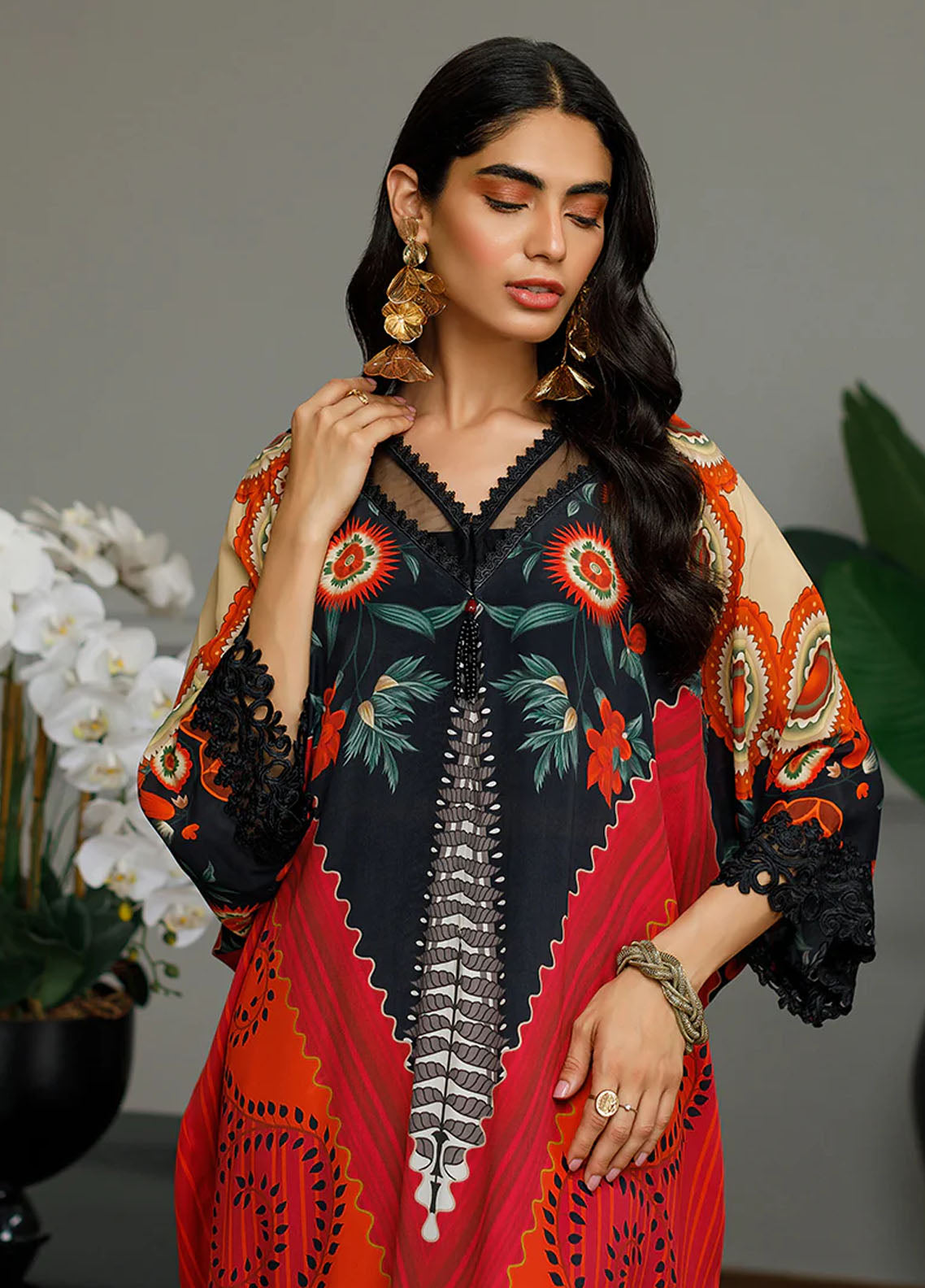 Threads & Motifs Pret Embroidered Silk Shirt 8490