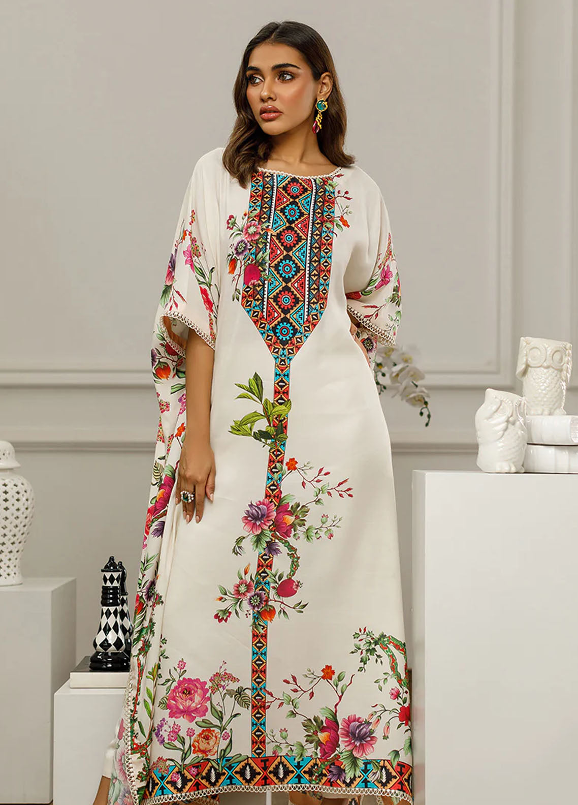 Threads & Motifs Pret Embroidered Silk Shirt 8491