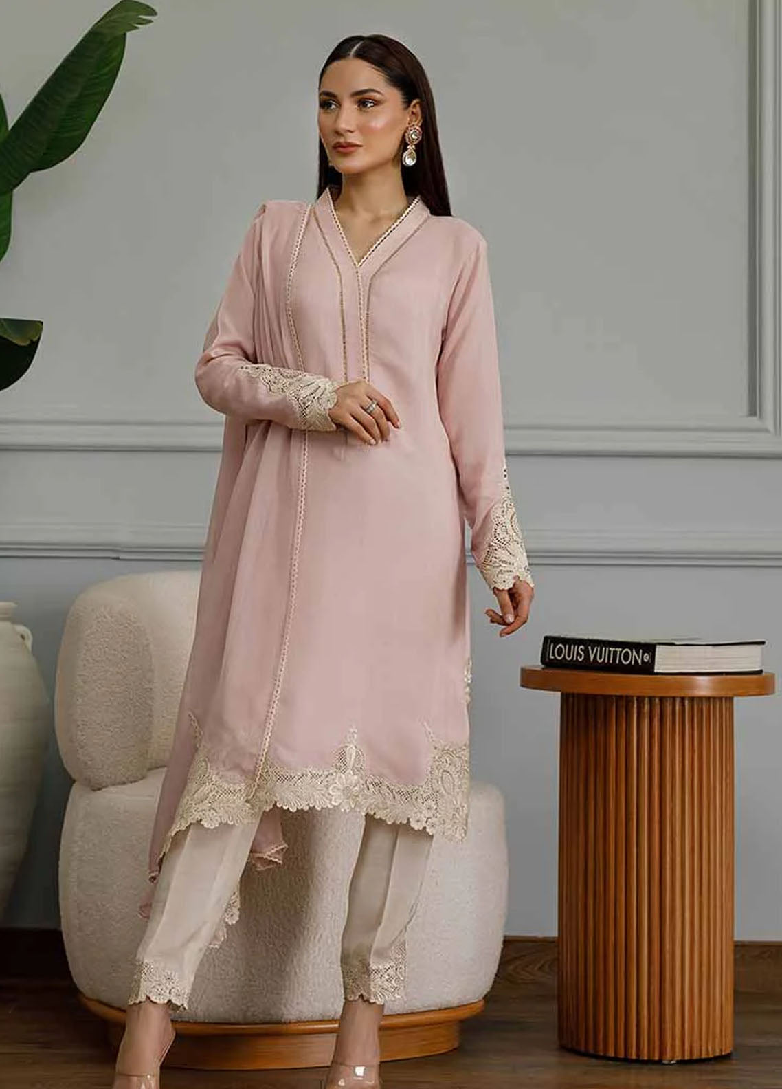 Threads & Motifs Pret Embroidered Chiffon Shirt 8536