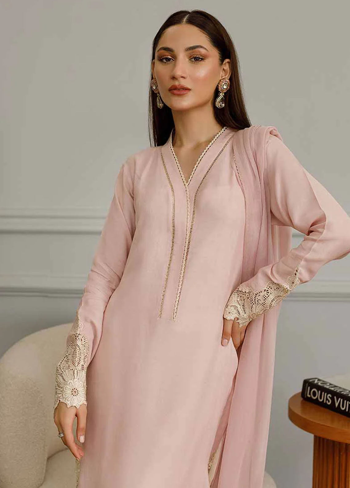 Threads & Motifs Pret Embroidered Chiffon Shirt 8536