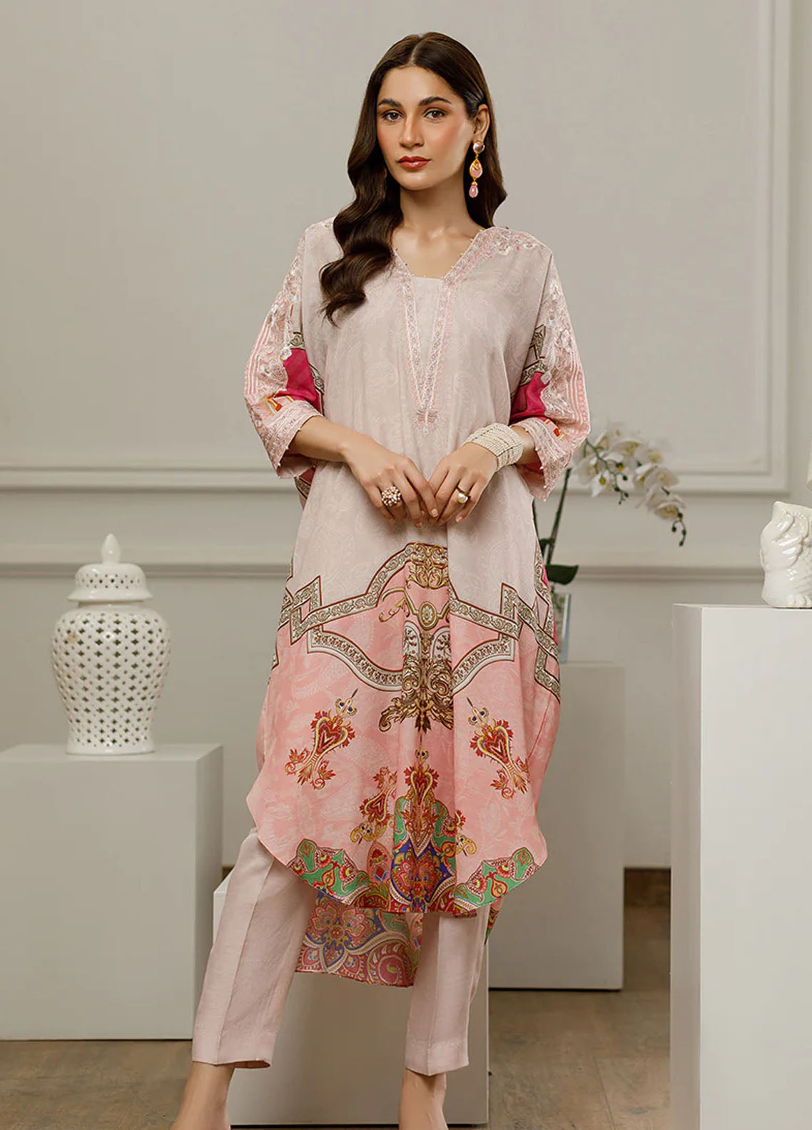 Threads & Motifs Pret Embroidered Silk Shirt 8575