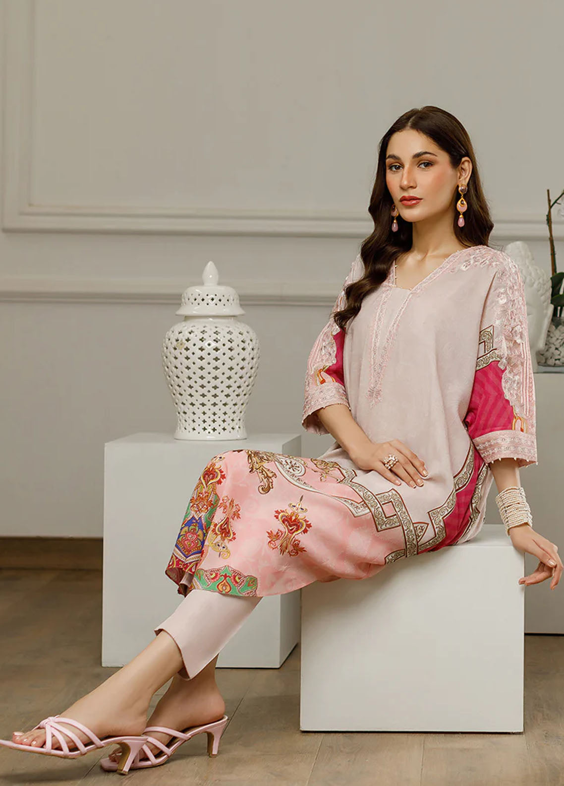 Threads & Motifs Pret Embroidered Silk Shirt 8575