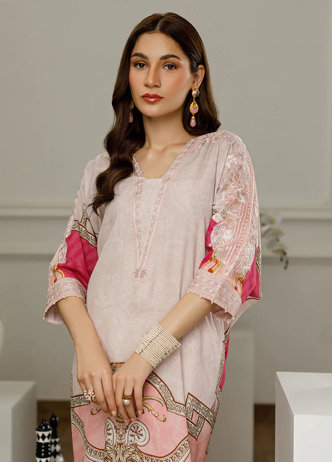 Threads & Motifs Pret Embroidered Silk Shirt 8575