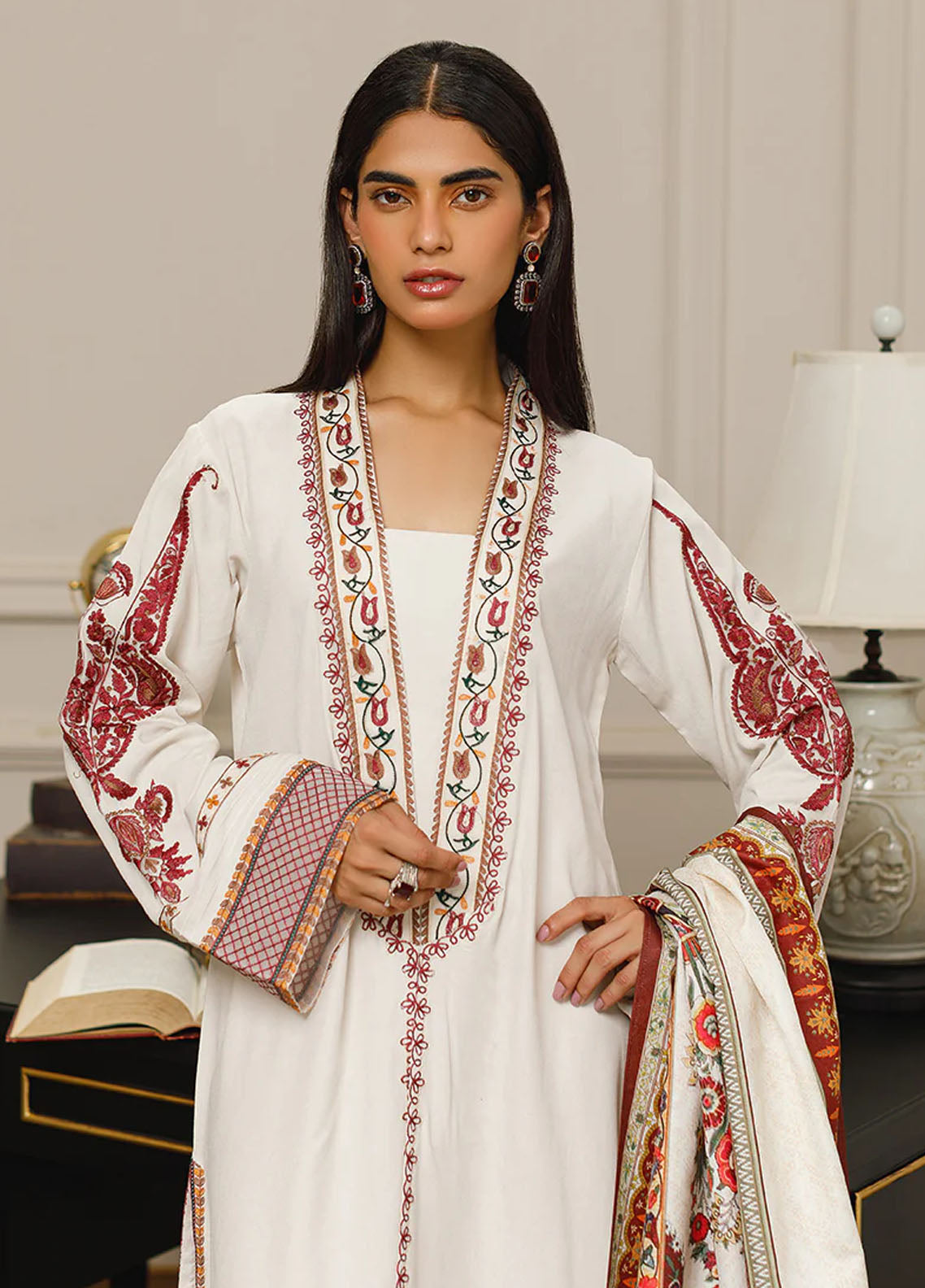 Threads & Motifs Pret Embroidered Crepe Shirt 8597