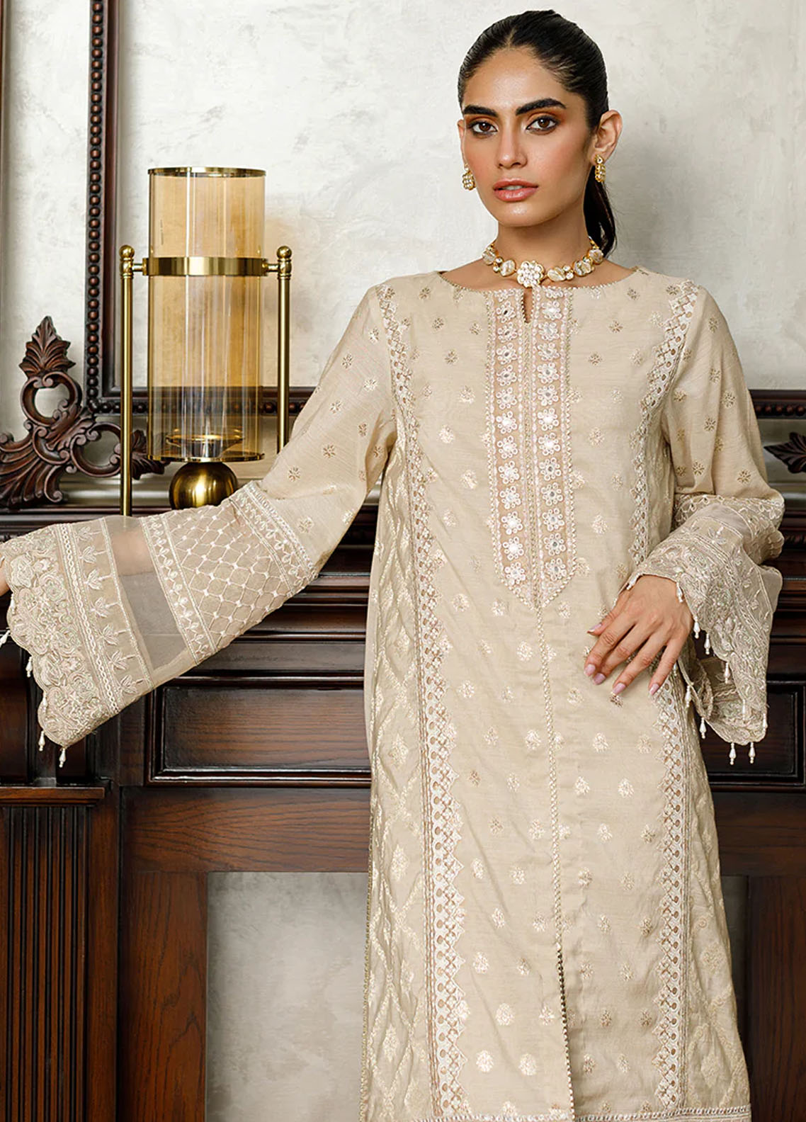 Threads & Motifs Pret Embroidered Khaadi Net Kurti 8270