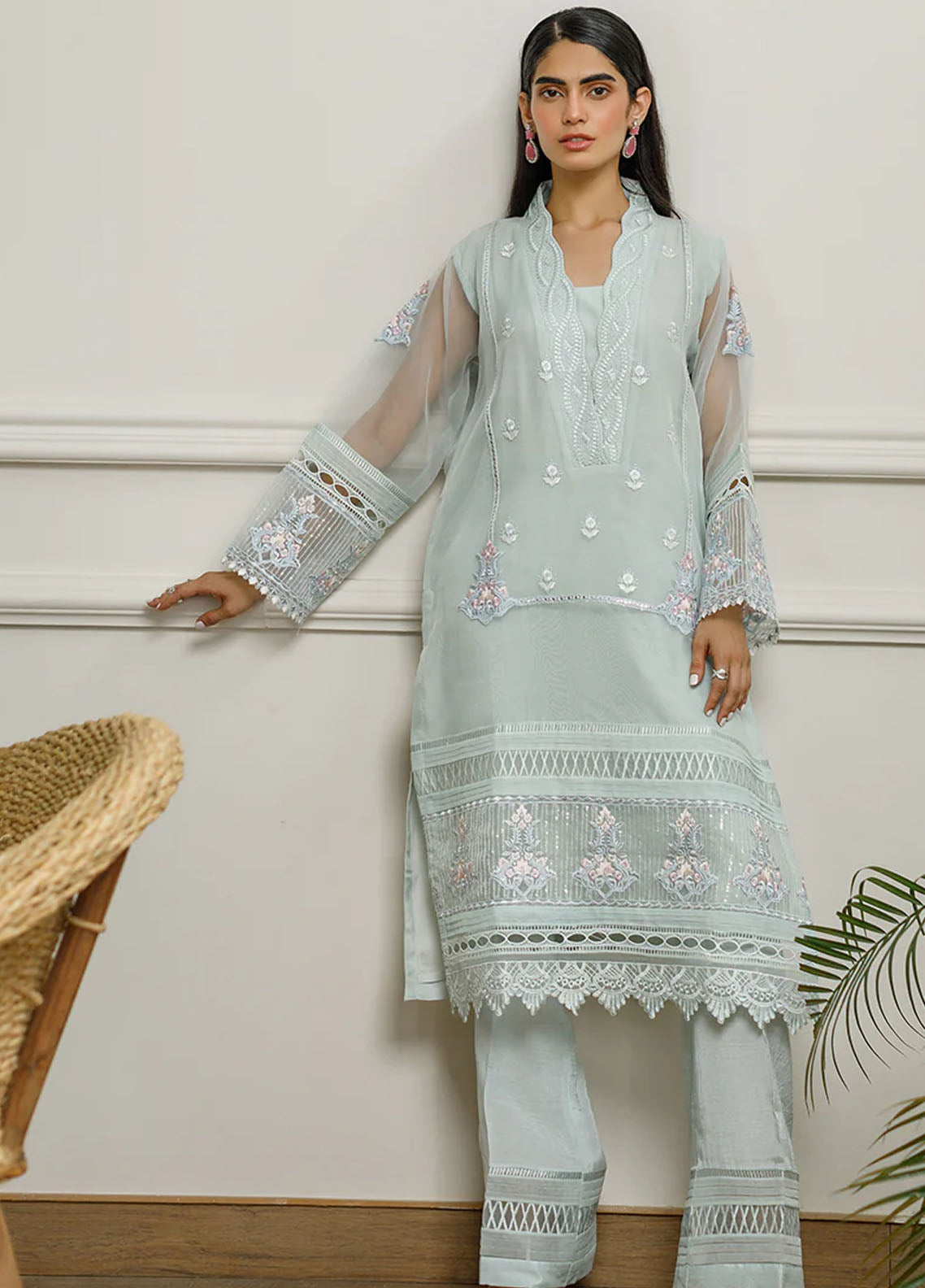 Threads & Motifs Pret Embroidered Organza Kurti 8341