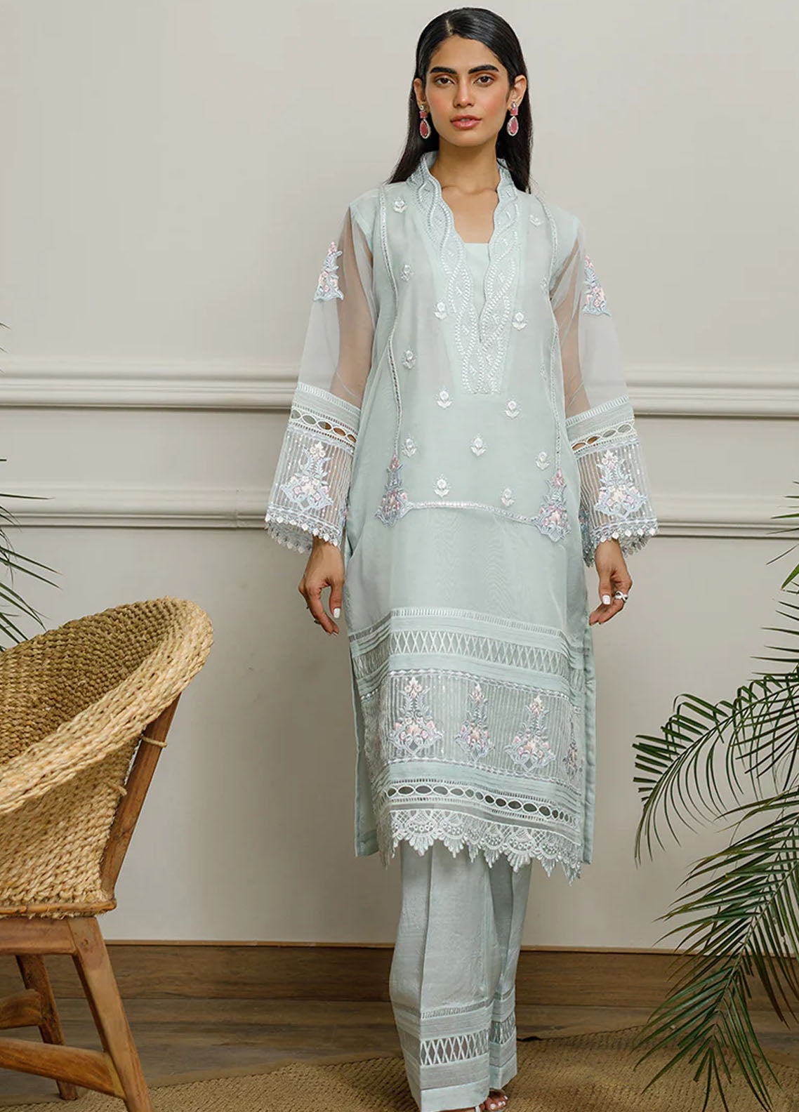 Threads & Motifs Pret Embroidered Organza Kurti 8341