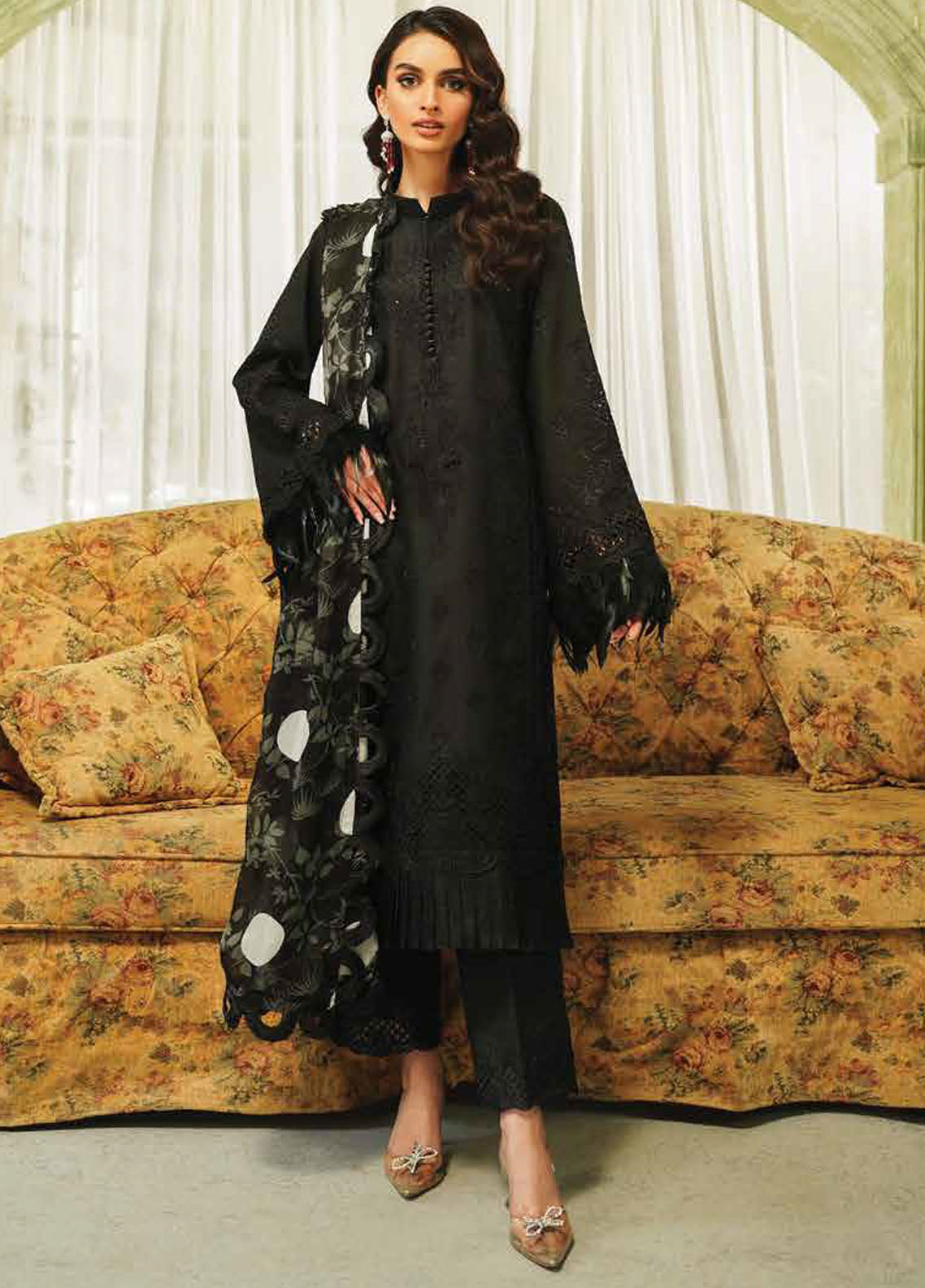 Tresor by Zarqash Unstitched Luxury Lawn Collection 2024 ZQT-005 Midnight