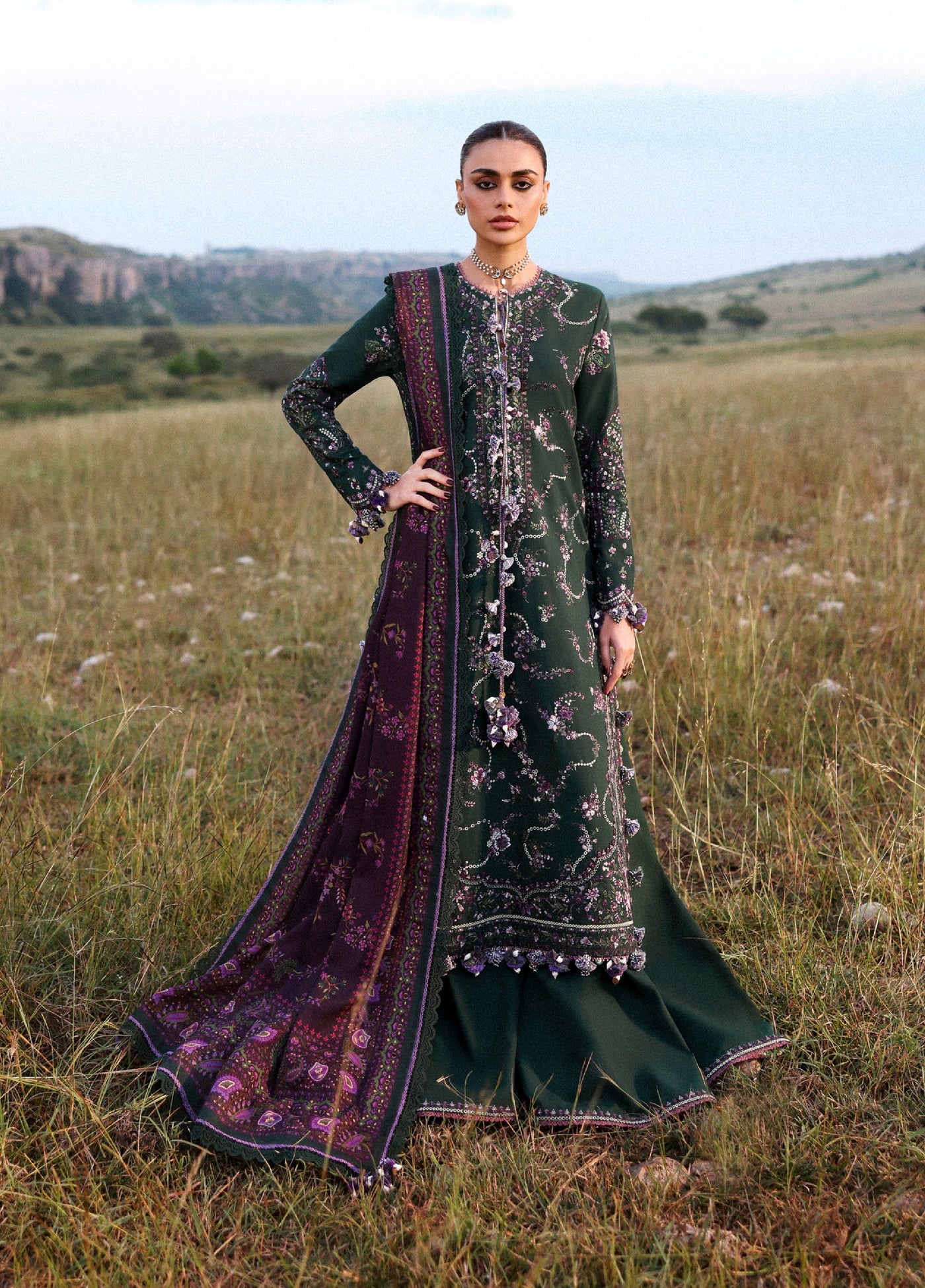 Hussain Rehar Embroidered Khaddar Suits Unstitched 3 Piece HRR25KW Gulbasi - Winter Collection