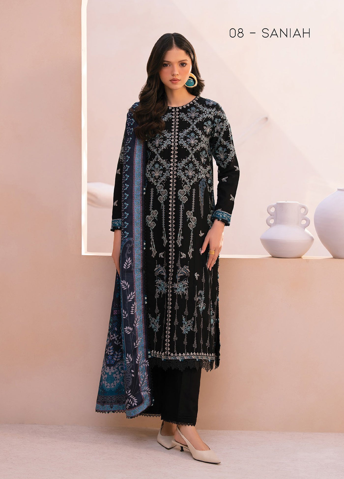 Rang e Khizaan by Xenia Unstitched Khaddar Embroidered Suits 3 Piece XE25SW D-08 SANIAH - Winter Collection
