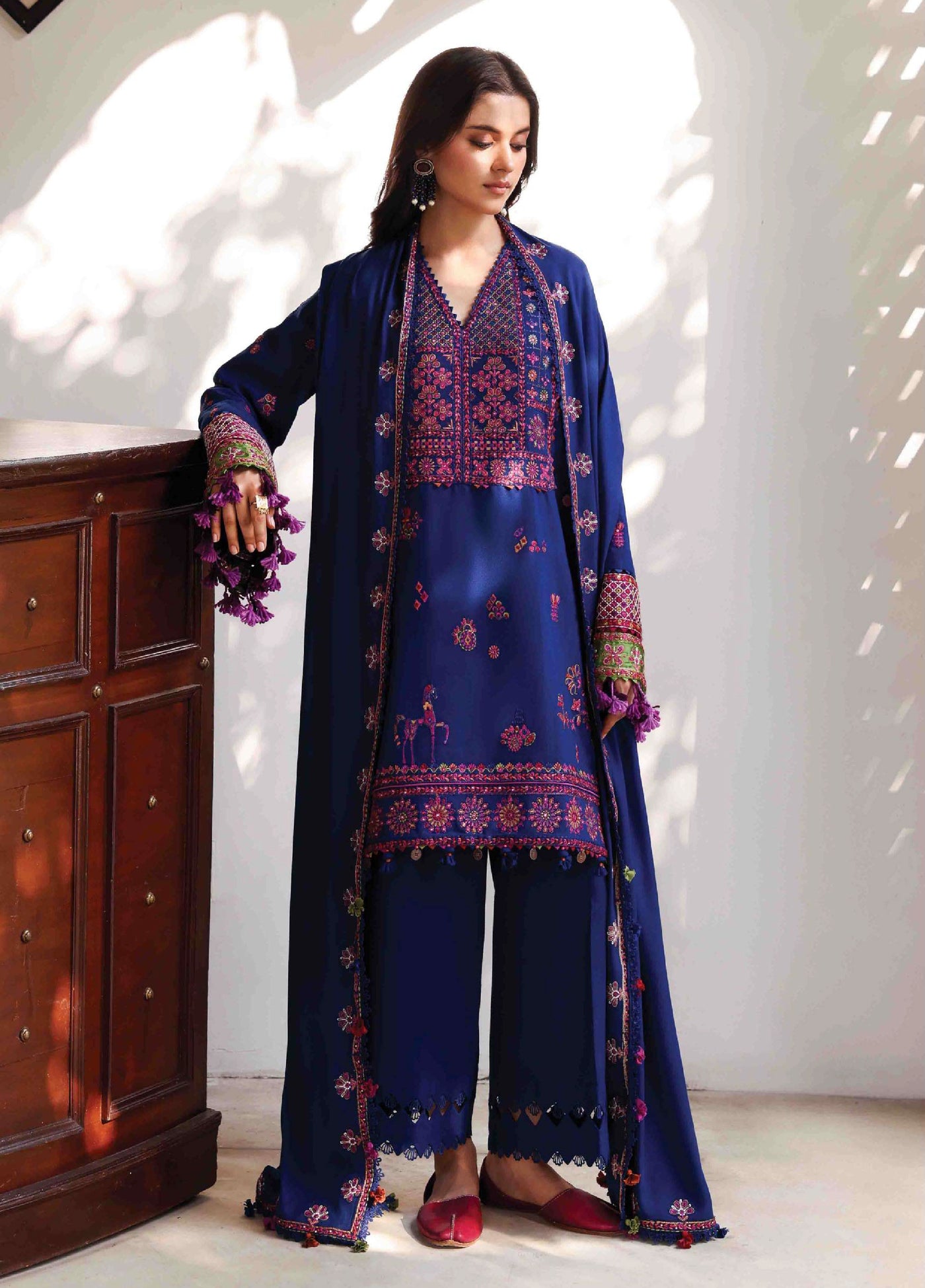 Amaris by Republic Womenswear Unstitched Luxury Shawl Karandi Embroidered Suits 3 Piece RW25AS D-10 - Winter Collection