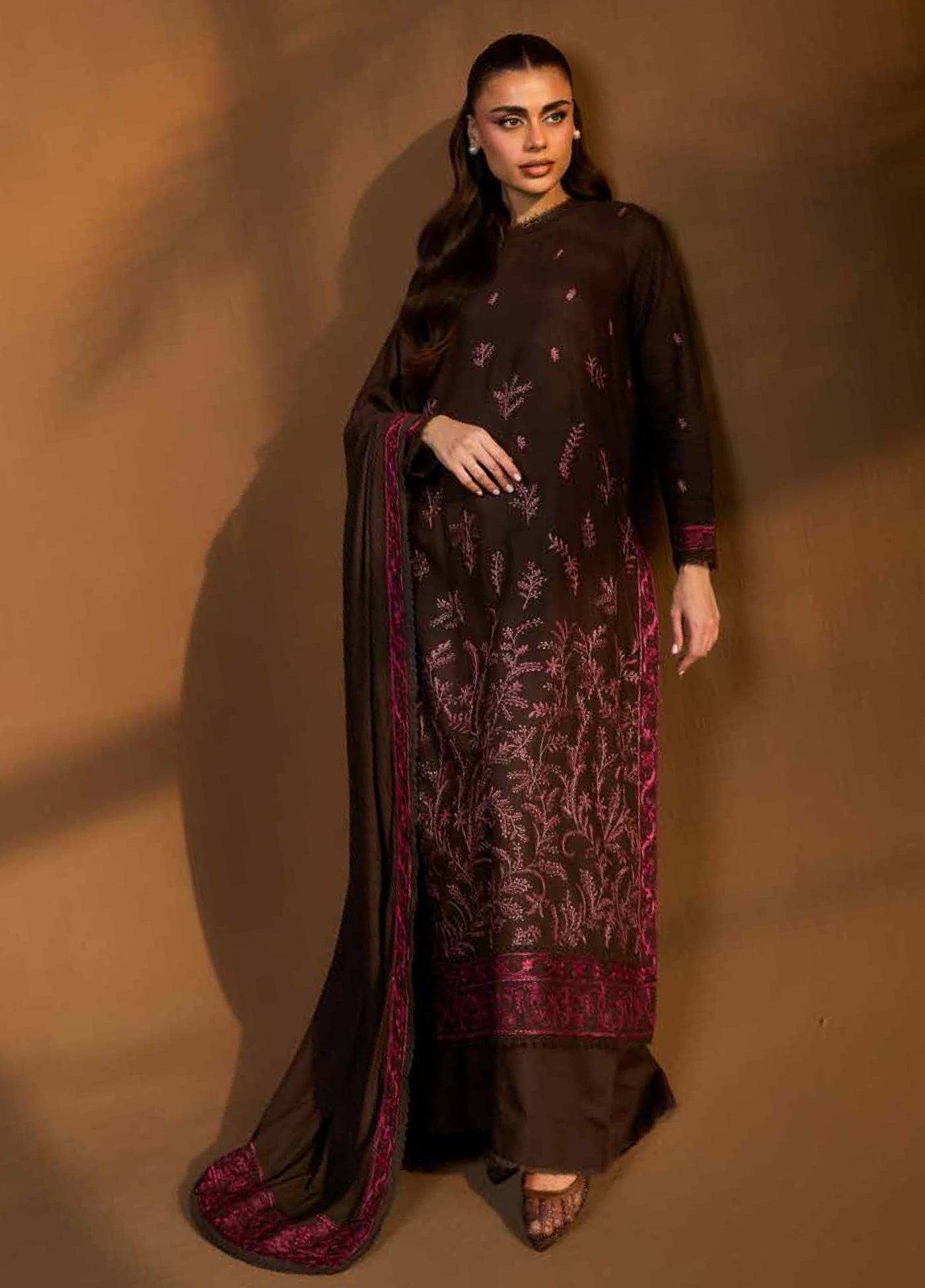 Sobia Nazir Unstitched Shawl Embroidered Khaddar 3 Piece SN25SW D-07 A - Winter Collection