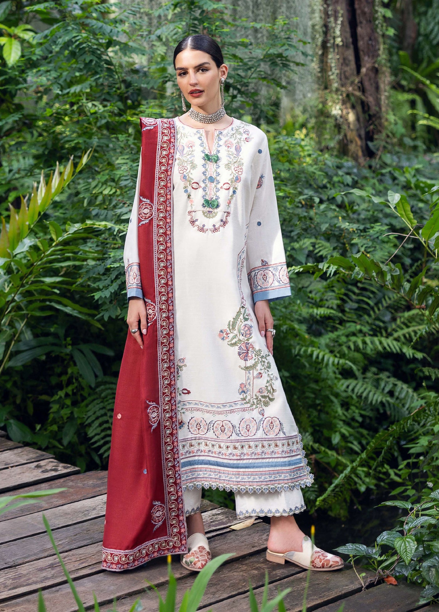 Symphony Hemline by Mushq Unstitched Karandi Embroidered 3 Piece MU25SK Coper Blaze - Winter Collection