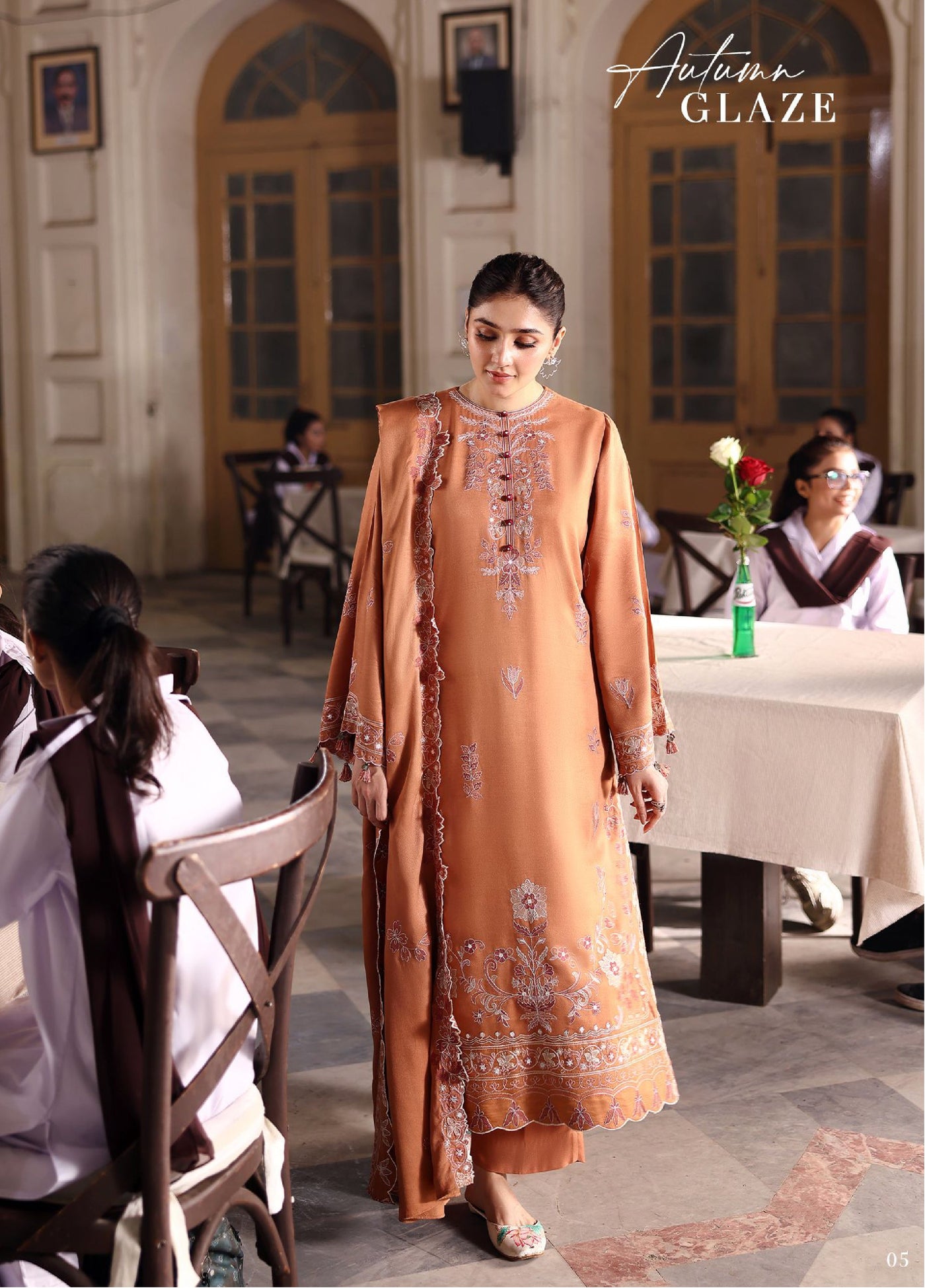 Cross Stitch Unstitched RTS Marina Embroidered Suits 3 Piece CS25MW D-02 Autumn Glaze - Winter Collection