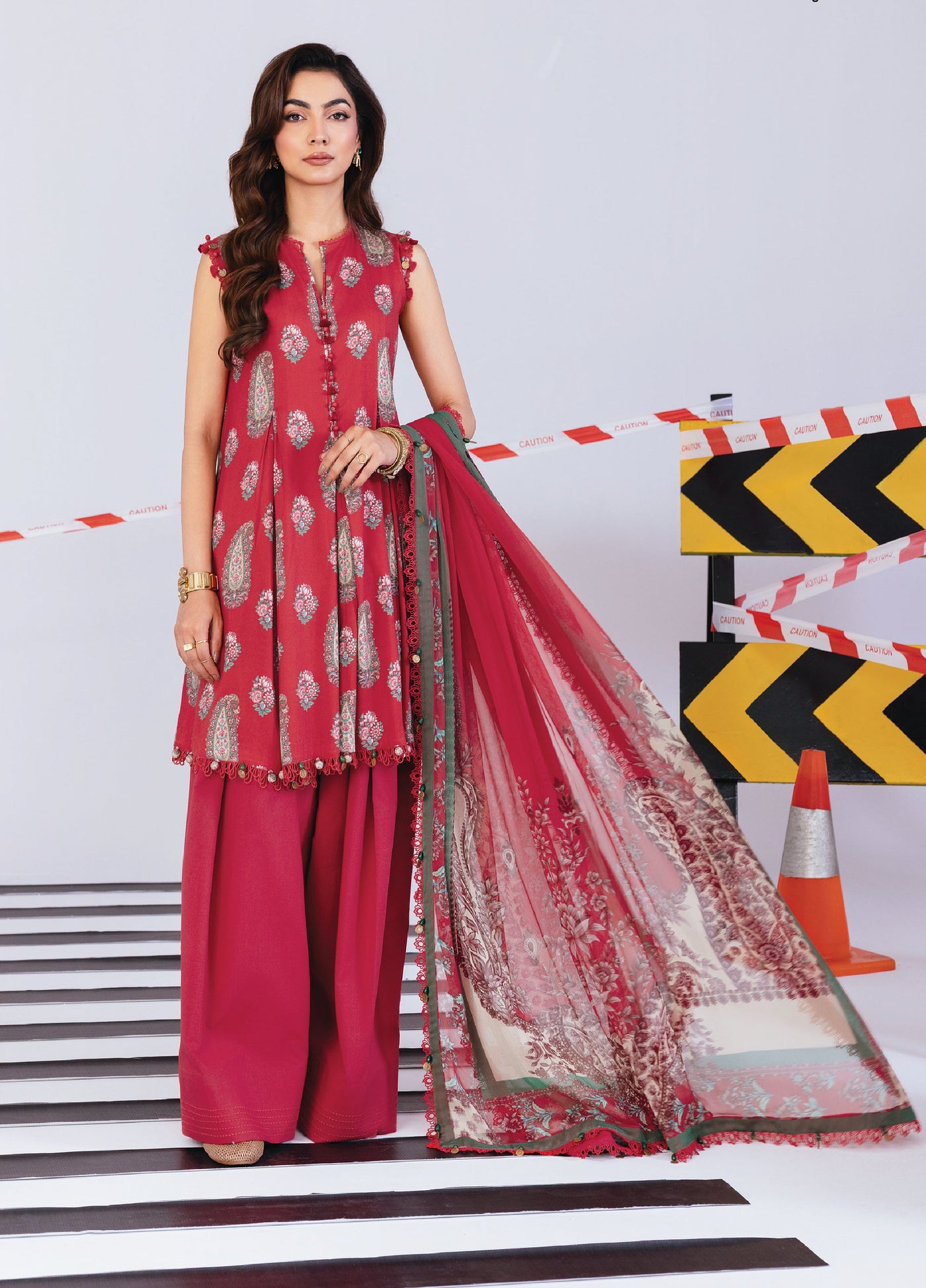 M Basics By Maria B Unstitched Digital Printed Linen 3 Piece MB25UW 1110-A - Winter Collection