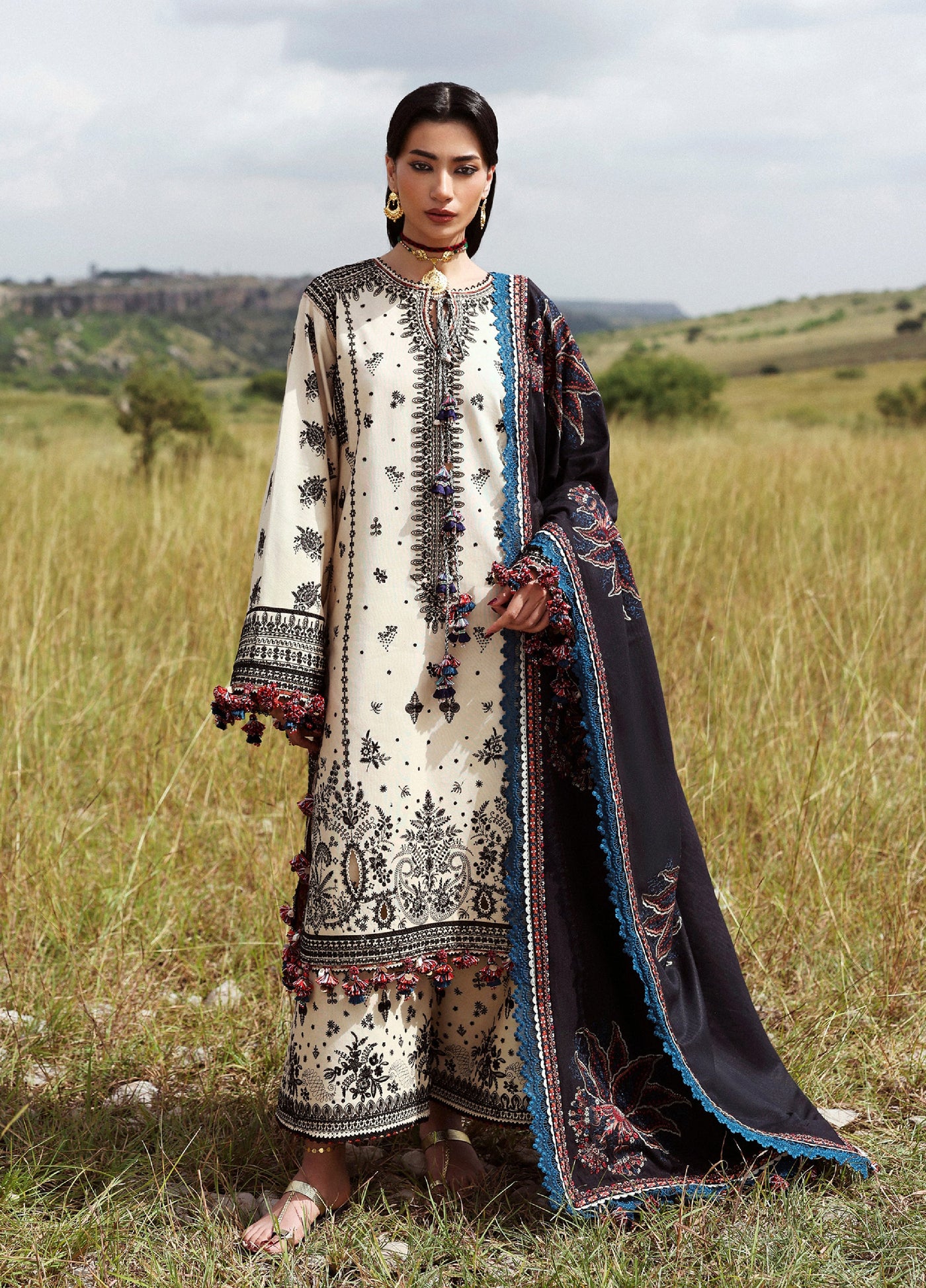 Hussain Rehar Embroidered Jacquard Suits Unstitched 3 Piece HRR25KW Dhanak - Winter Collection