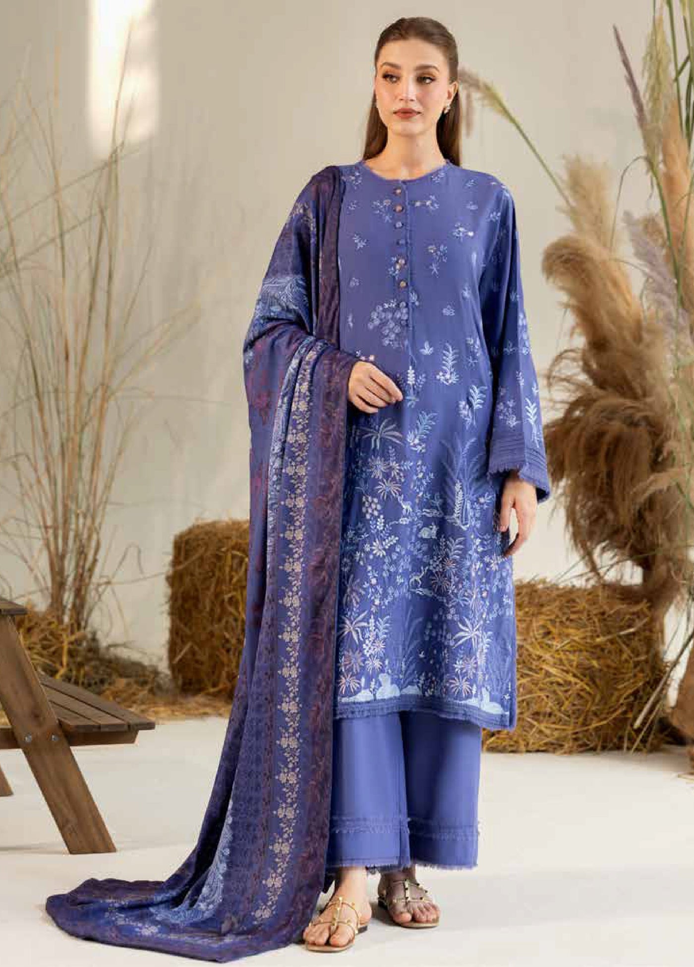 Sobia Nazir Winter Embroidered Karandi Suits 3 Piece SN25WU D-01 B - Winter Collection