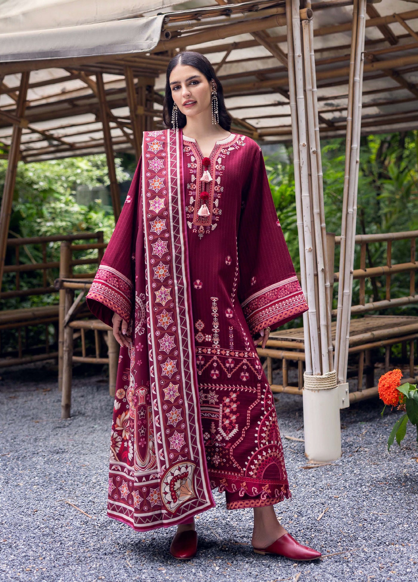 Symphony Hemline by Mushq Unstitched Karandi Embroidered 3 Piece MU25SK Emerald Glimmer - Winter Collection