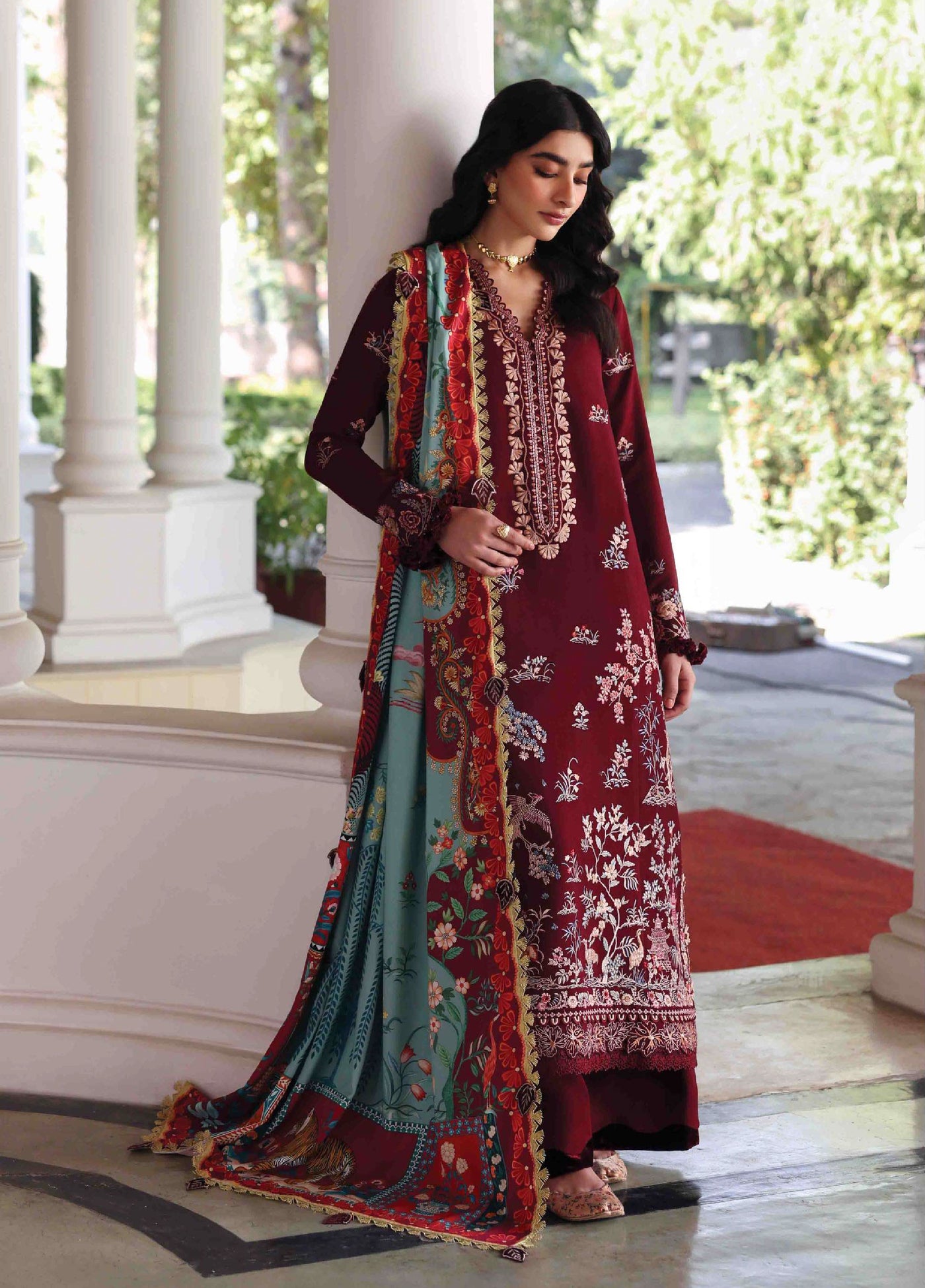 Amaris by Republic Womenswear Unstitched Luxury Shawl Karandi Embroidered Suits 3 Piece RW25AS D-4 - Winter Collection