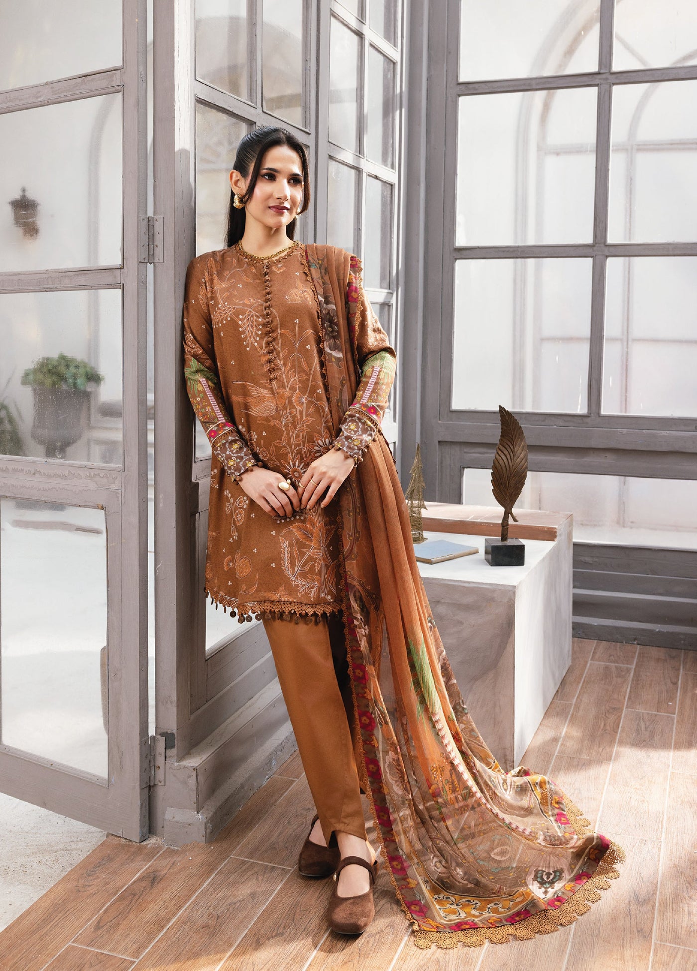 M Basics By Maria B Unstitched Digital Printed Linen 3 Piece MB25UW 1106-B - Winter Collection