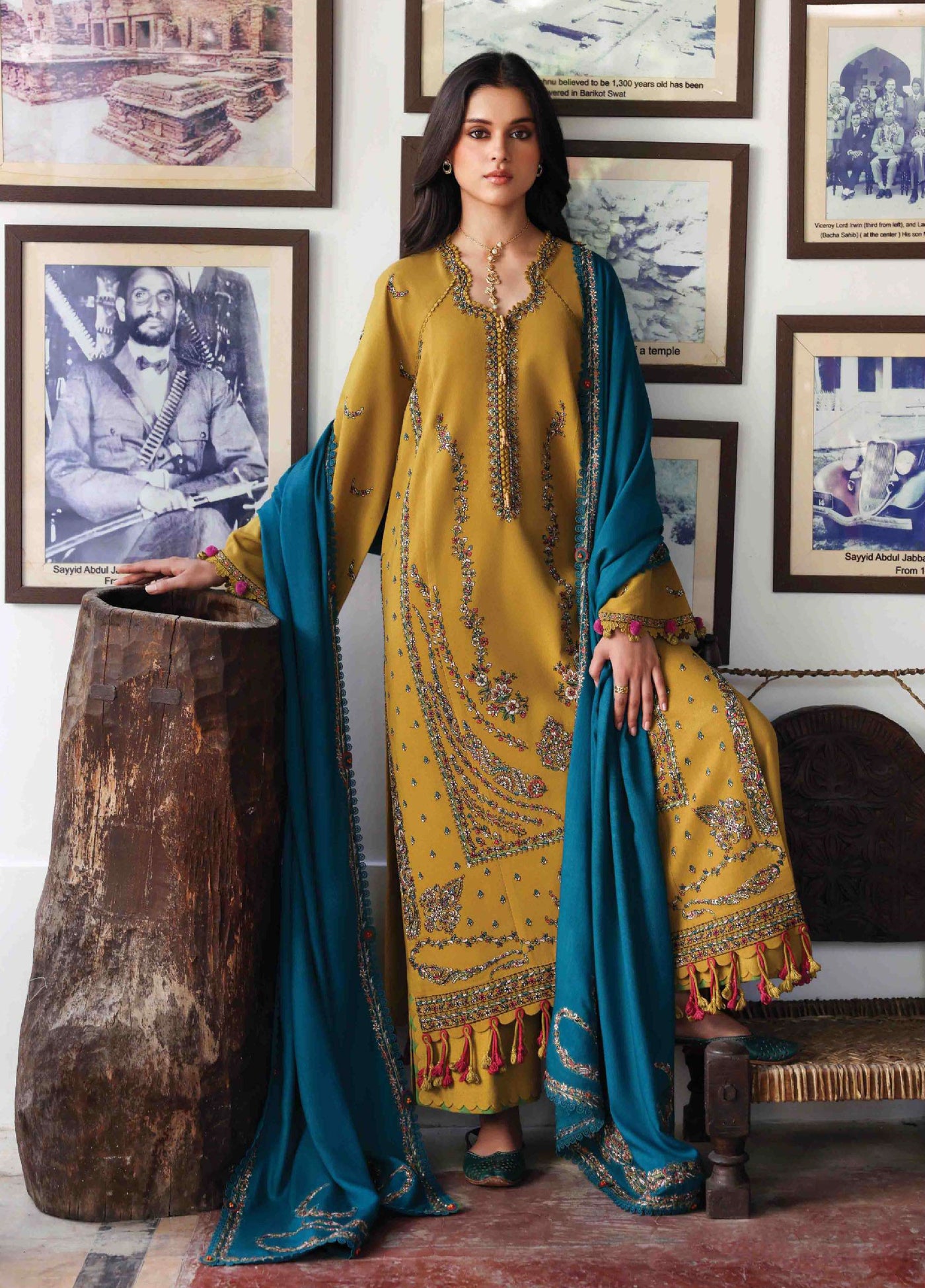 Amaris by Republic Womenswear Unstitched Luxury Shawl Karandi Embroidered Suits 3 Piece RW25AS D-12 - Winter Collection
