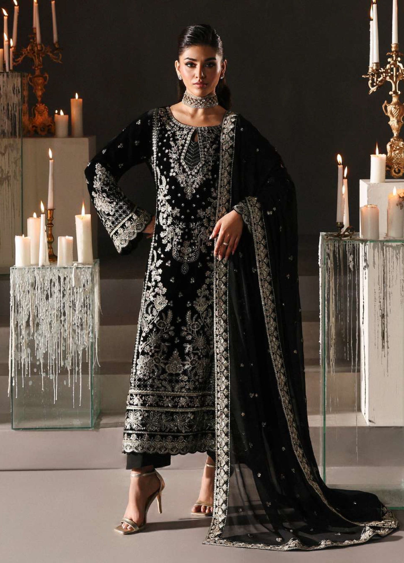 Marais by Gulaal Unstitched Velvet Embroidered 3 Piece Suits GL25VF GL-25-V9 Eclissa - Festive Collection