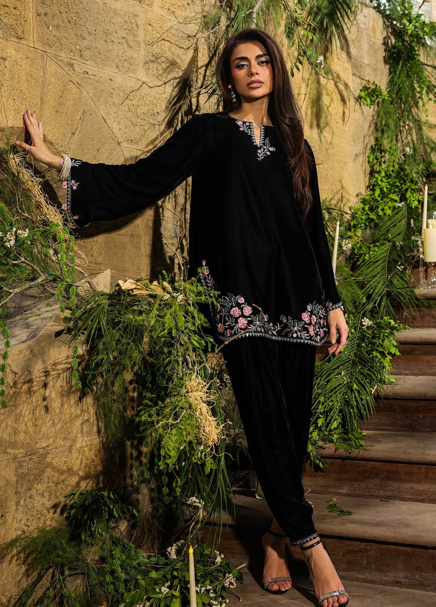Elayra by Sahar Pret Velvet 2 Piece Embroidered Noir Elegance - Festive Collection